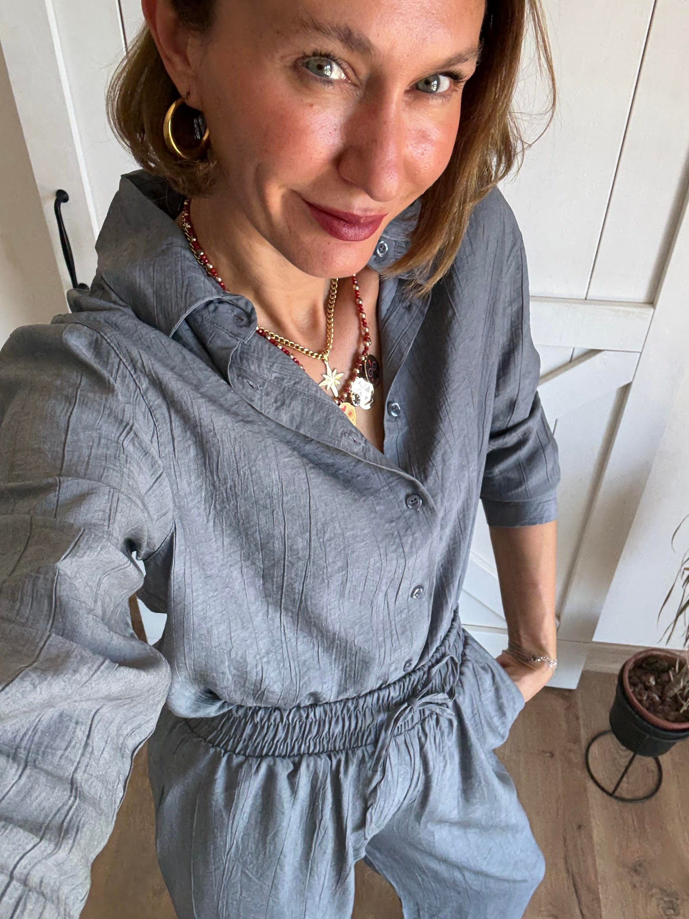 Massi Gri Gömlek Pantolon Takım