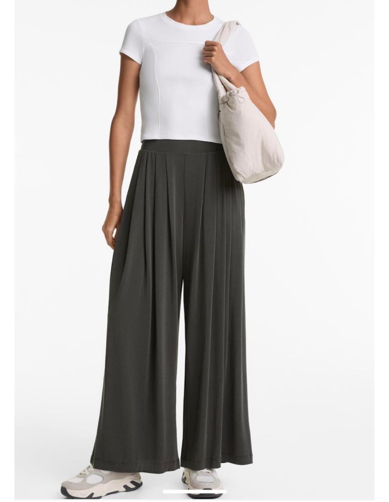 Modal Karışımlı Dökümlü Extra Wide Antrasit Pantolon