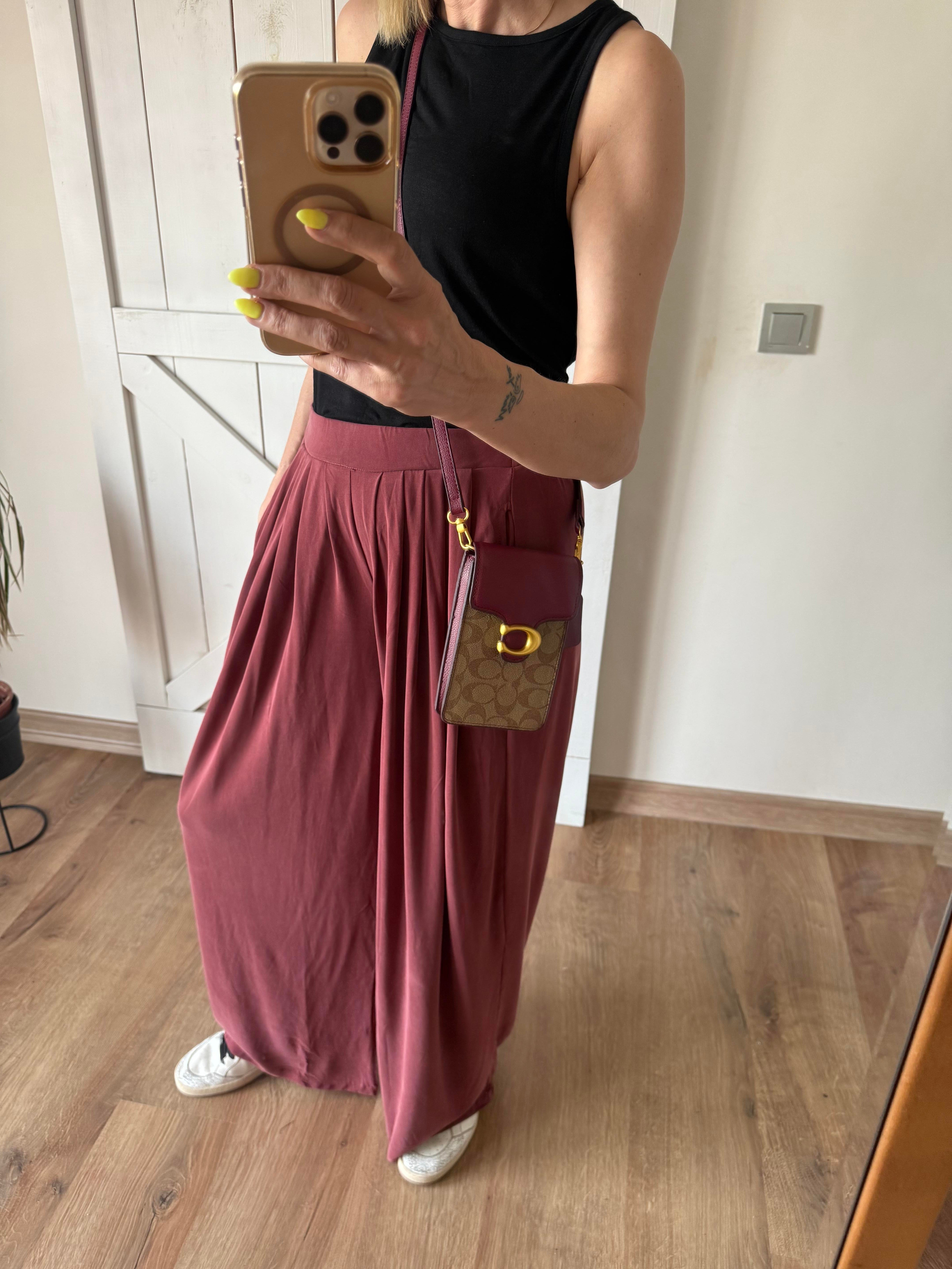 Modal Karışımlı Dökümlü Extra Wide Kiremit Pantolon