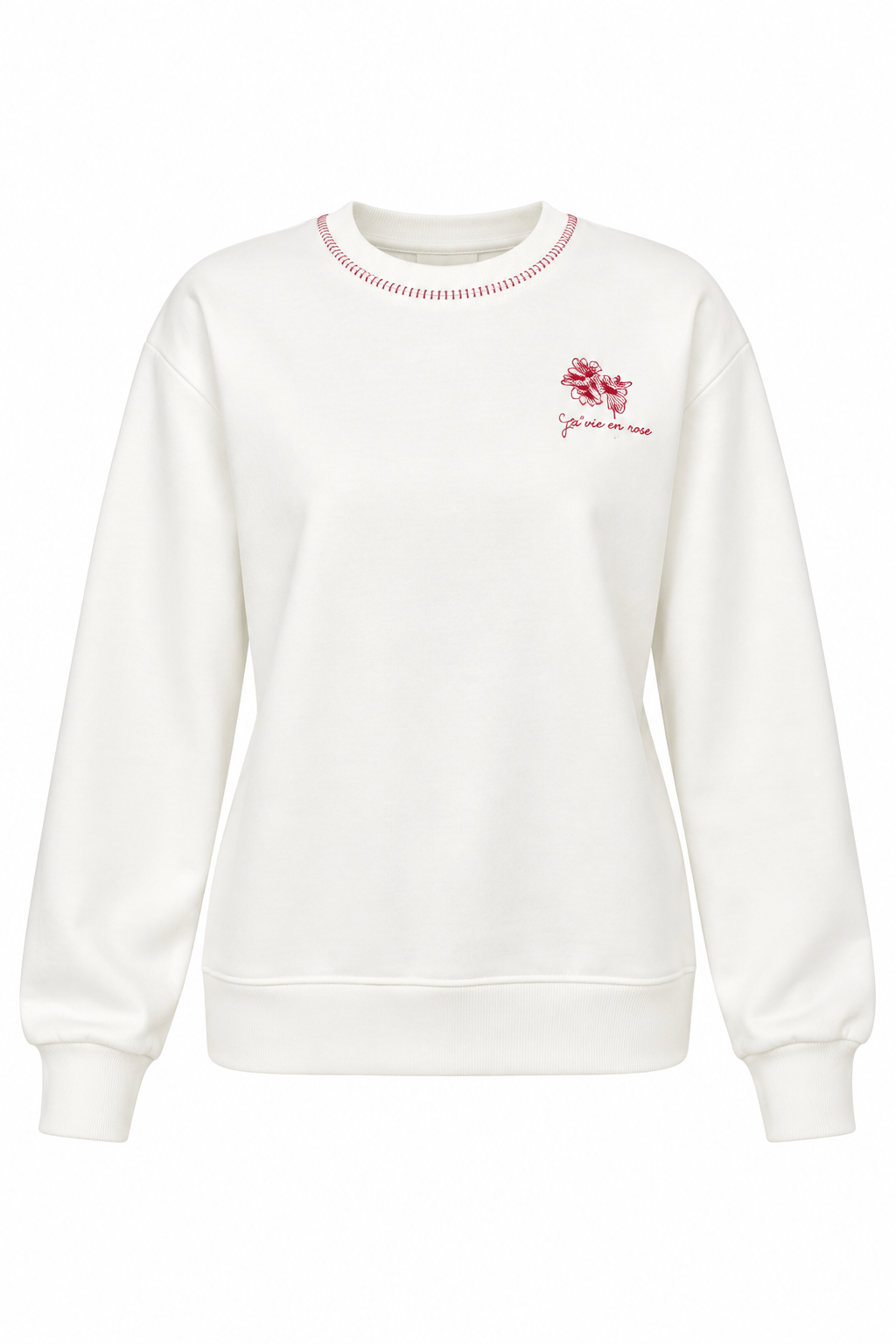 Nakışlı Goose Kırık Beyaz Sweatshirt
