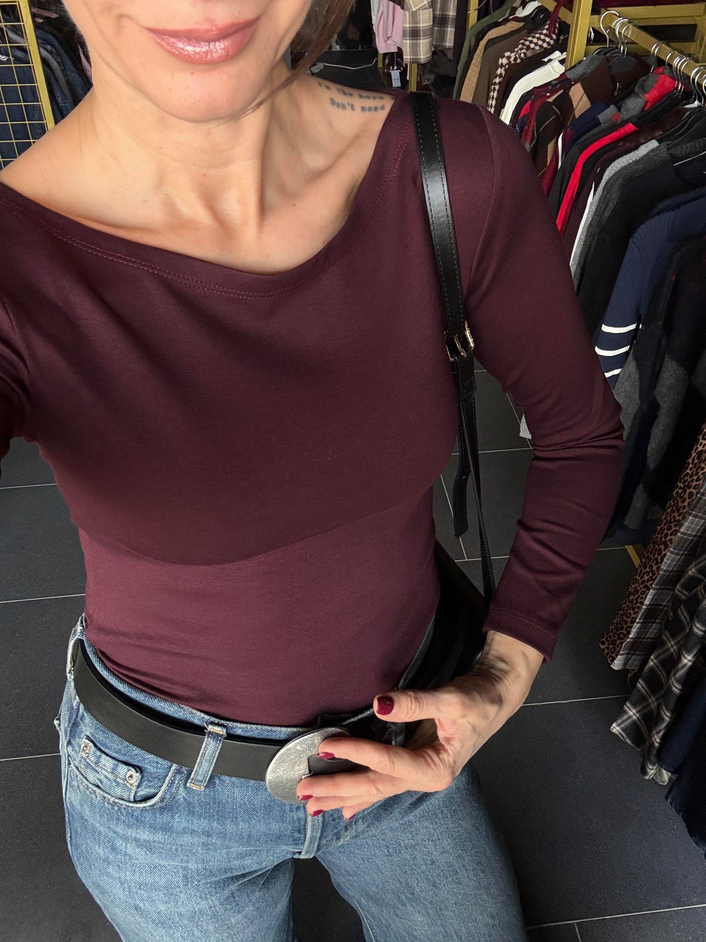 Oyş Bordo Kayık Yaka Modal Basic