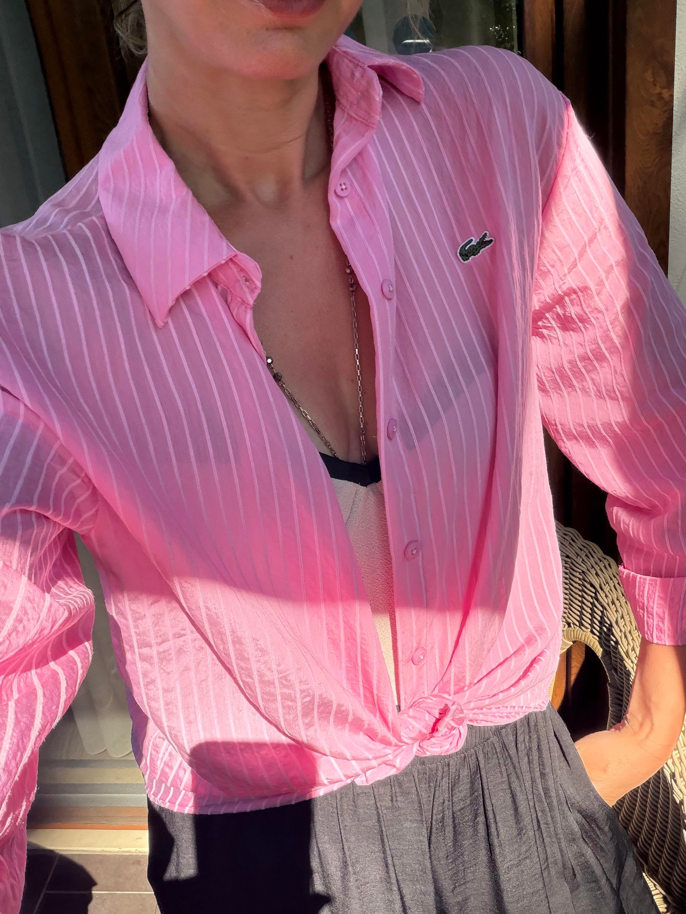 Pembe Tensel Çizgili Gömlek