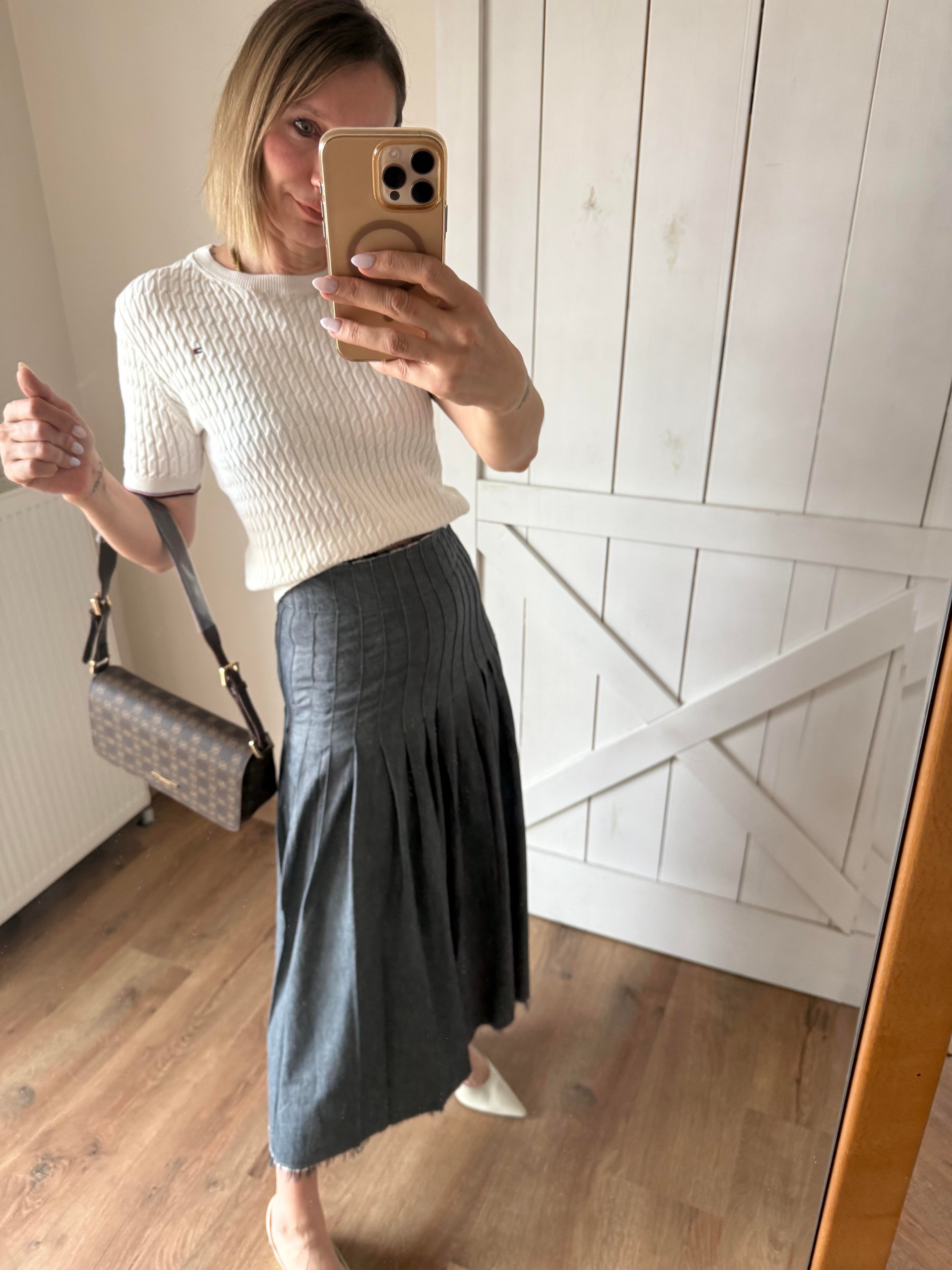 Pis Dikişli Pileli Etek