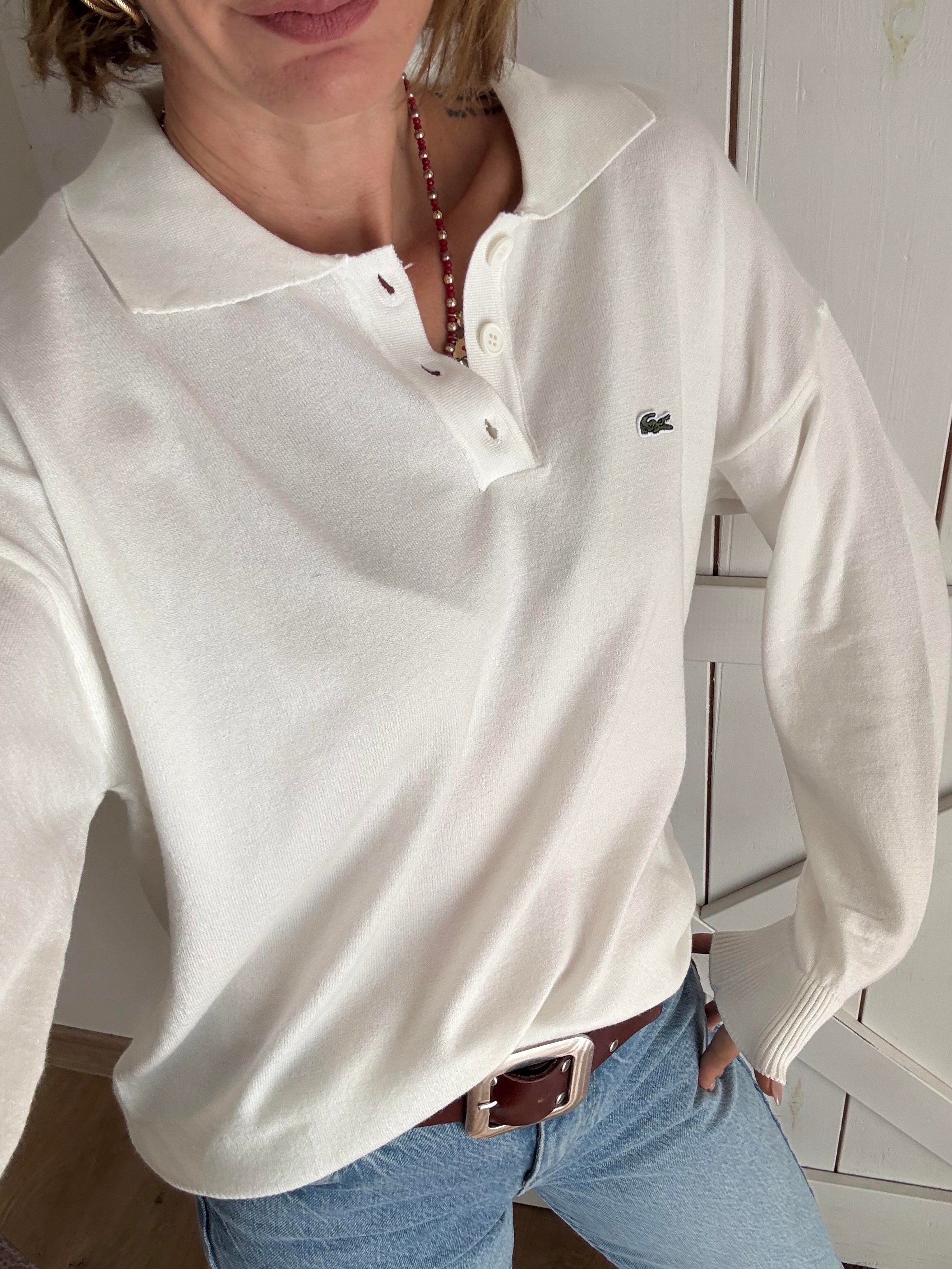 Polo Yaka Kırık Beyaz Lcs Triko