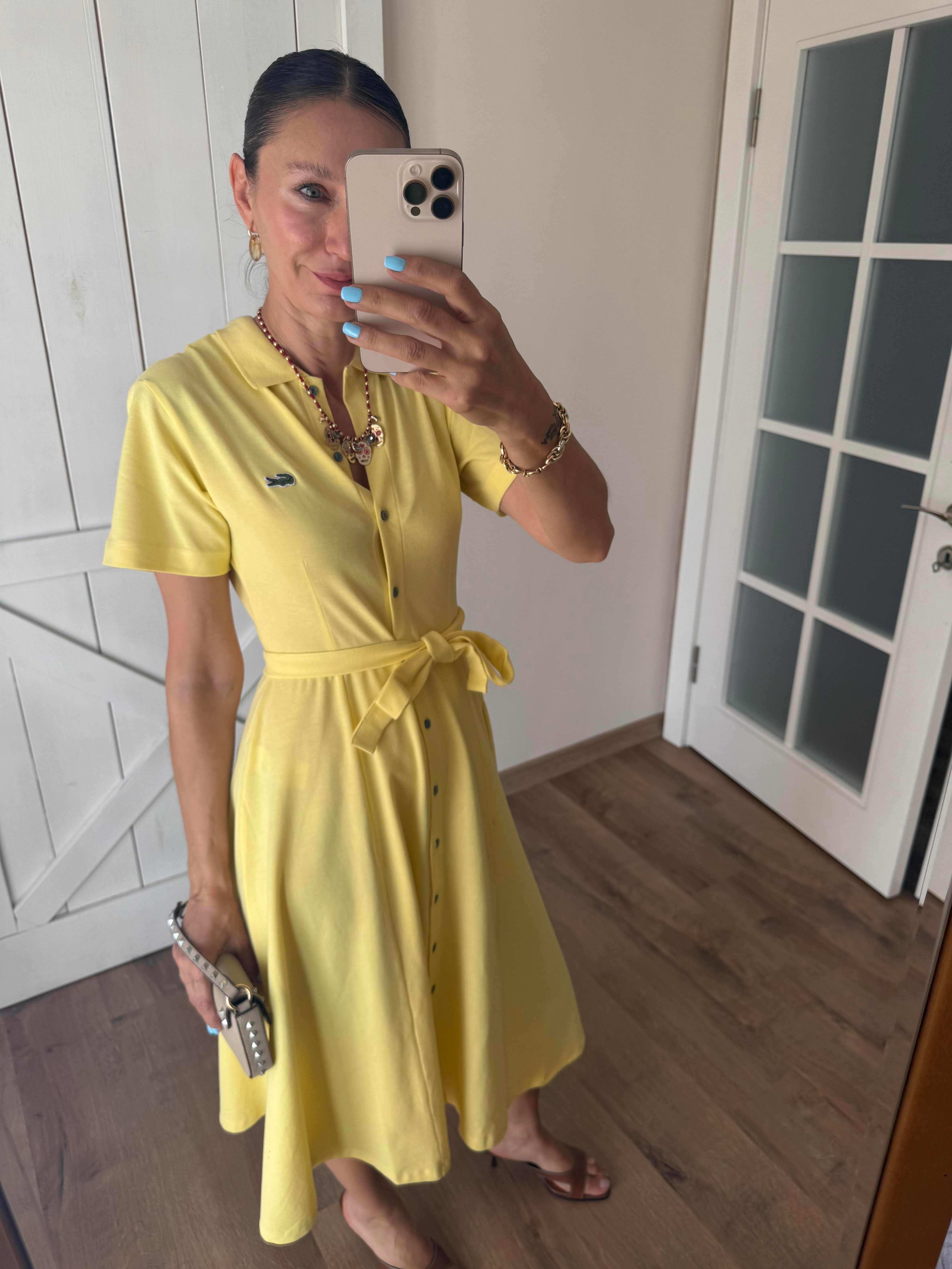 Polo Yaka Premium Lemonde Kuşaklı Elbise