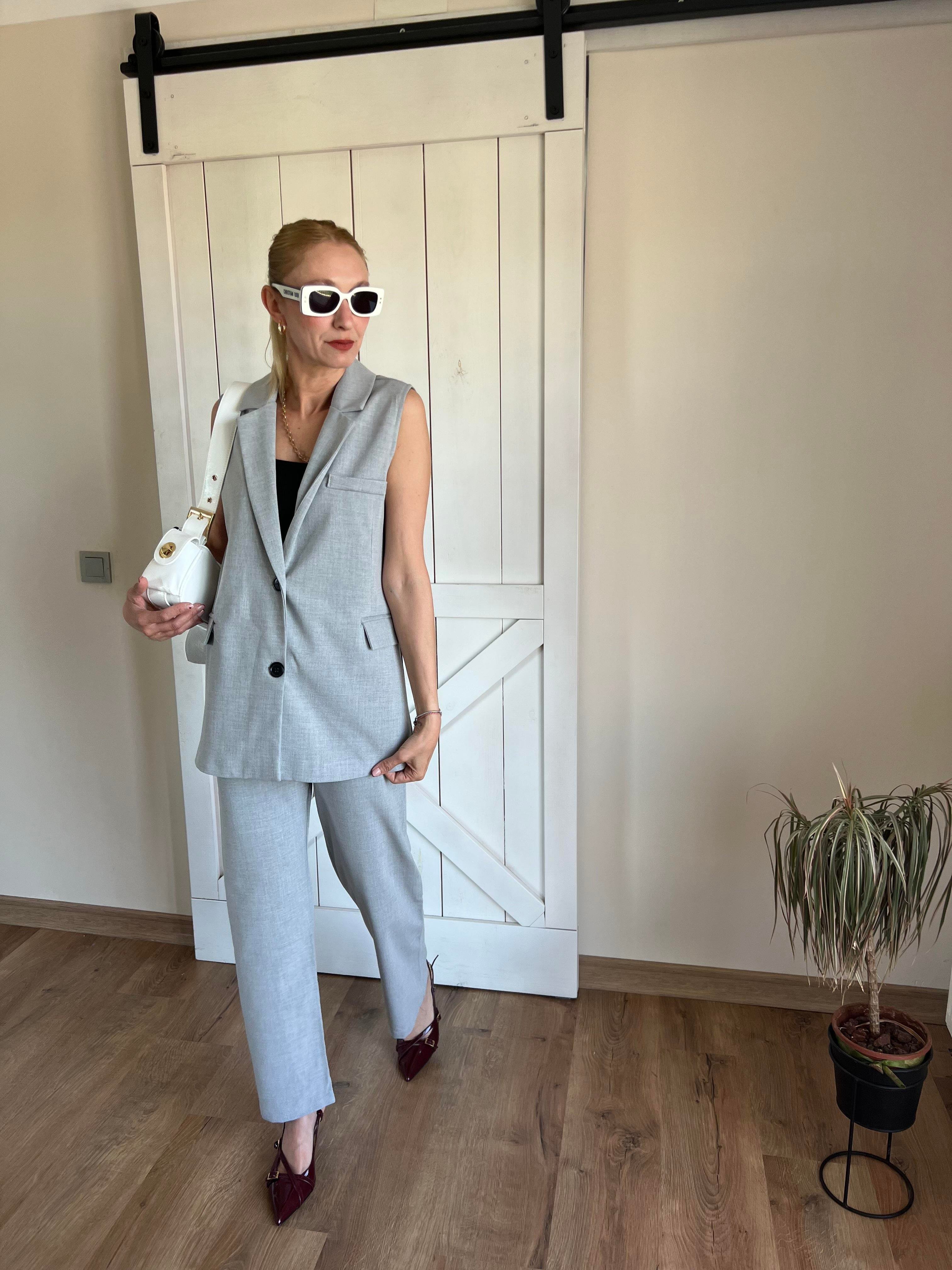 Premium Massimo Yelekli Gri Takım