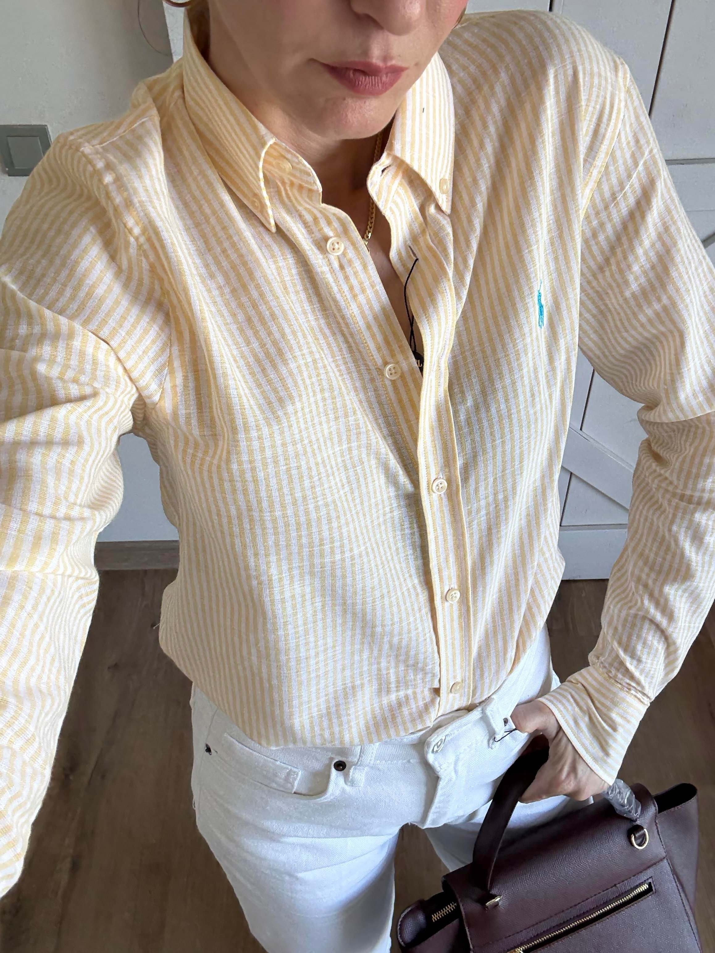 Premium Sarı Çizgili Gömlek