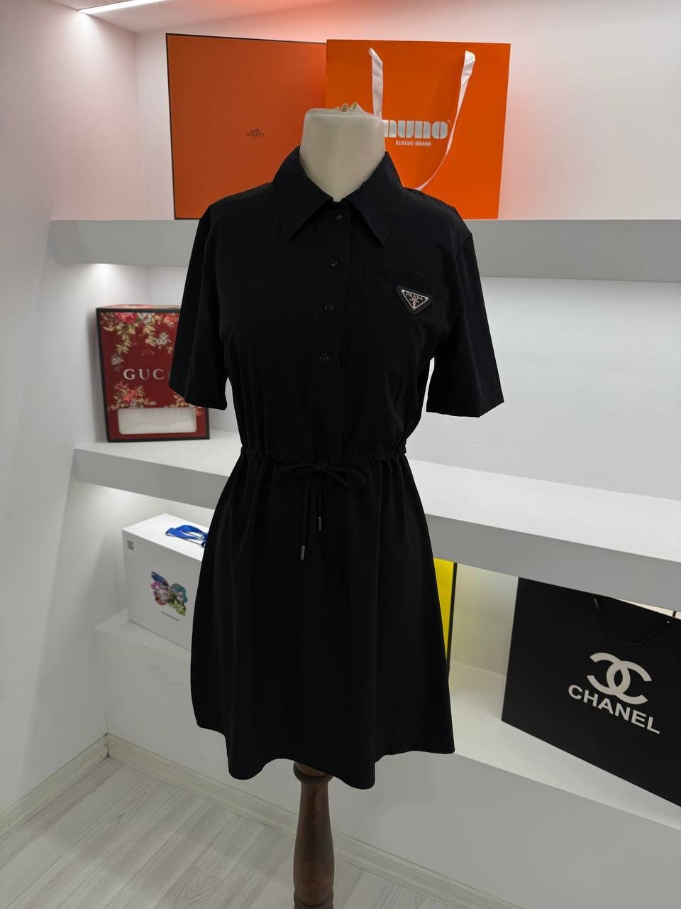 Premium Siyah Bel Büzgü Elbise