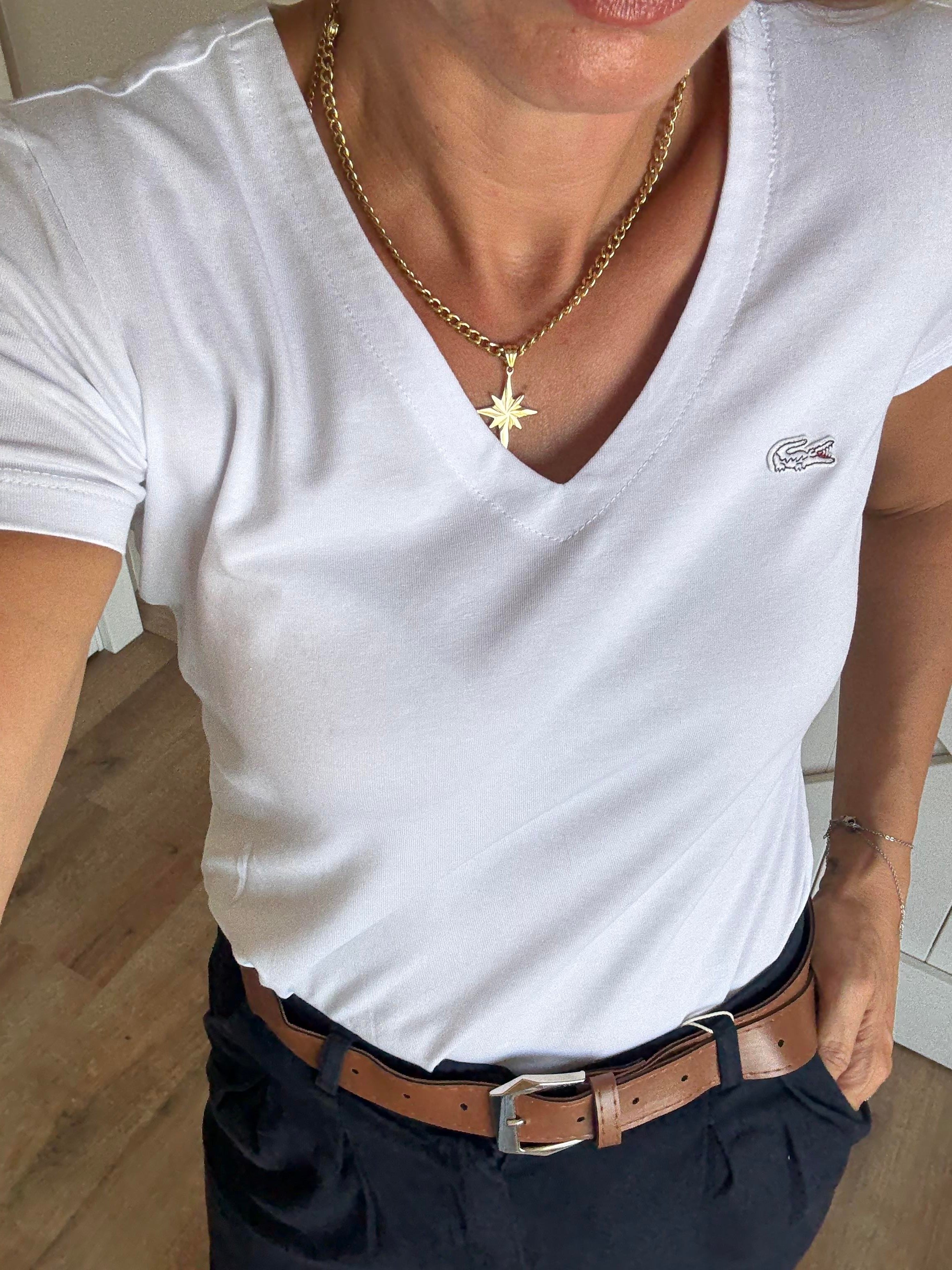 Premium V Yaka Beyaz Slim Fit Tshirt