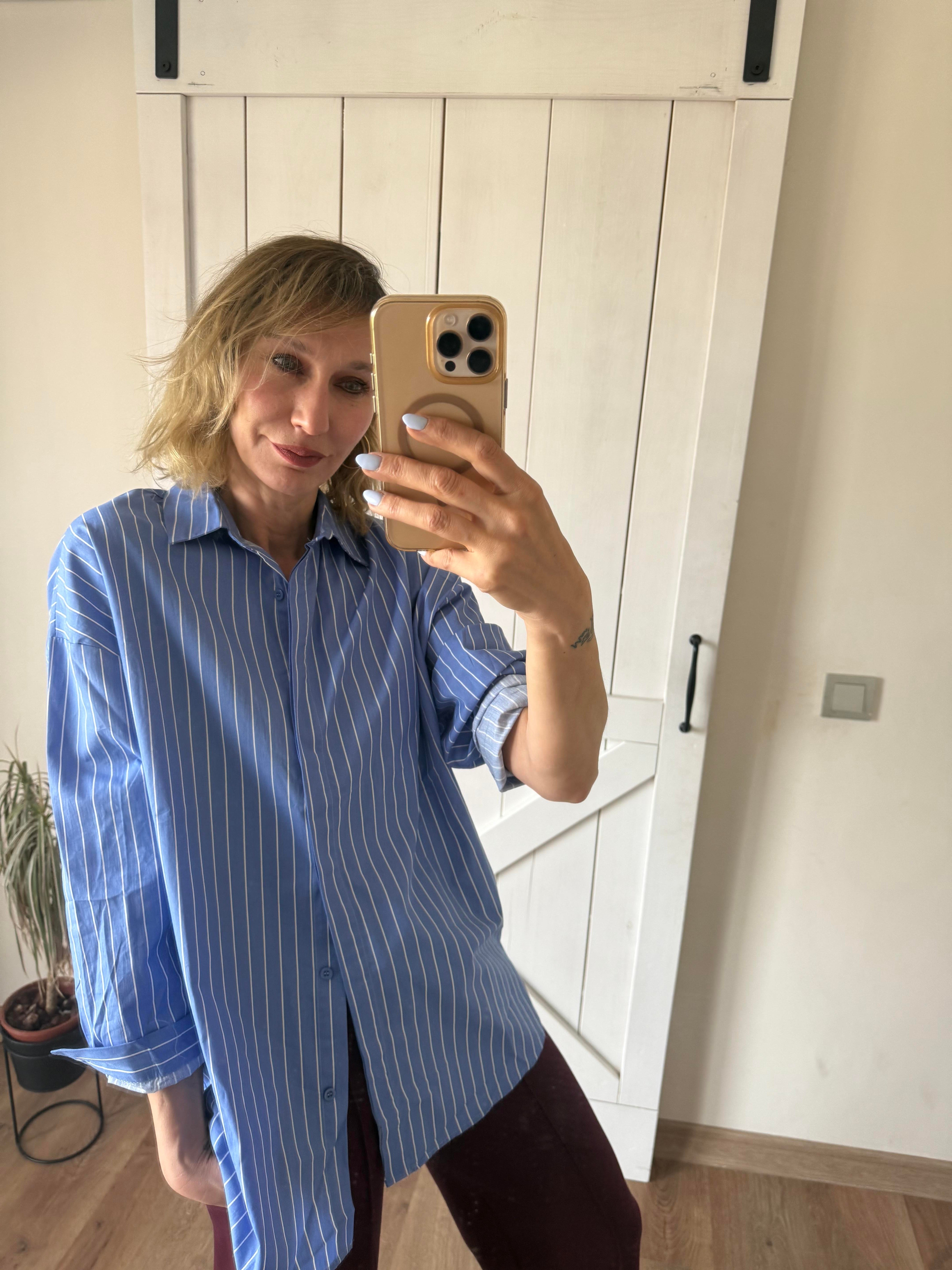 Rahat Kesim Mavi Poplin Gömlek