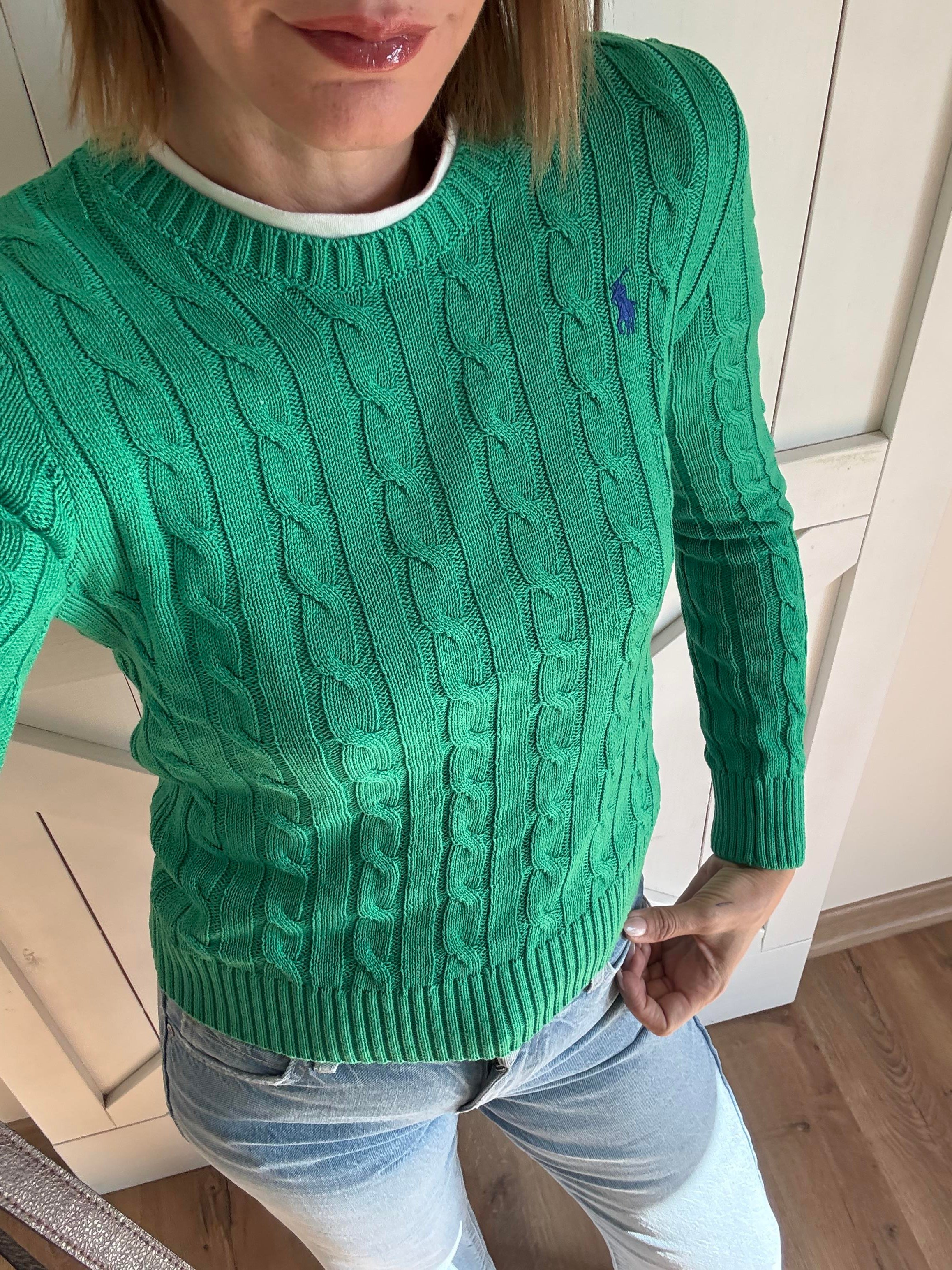 Saç Örgü Yeşil Kazak