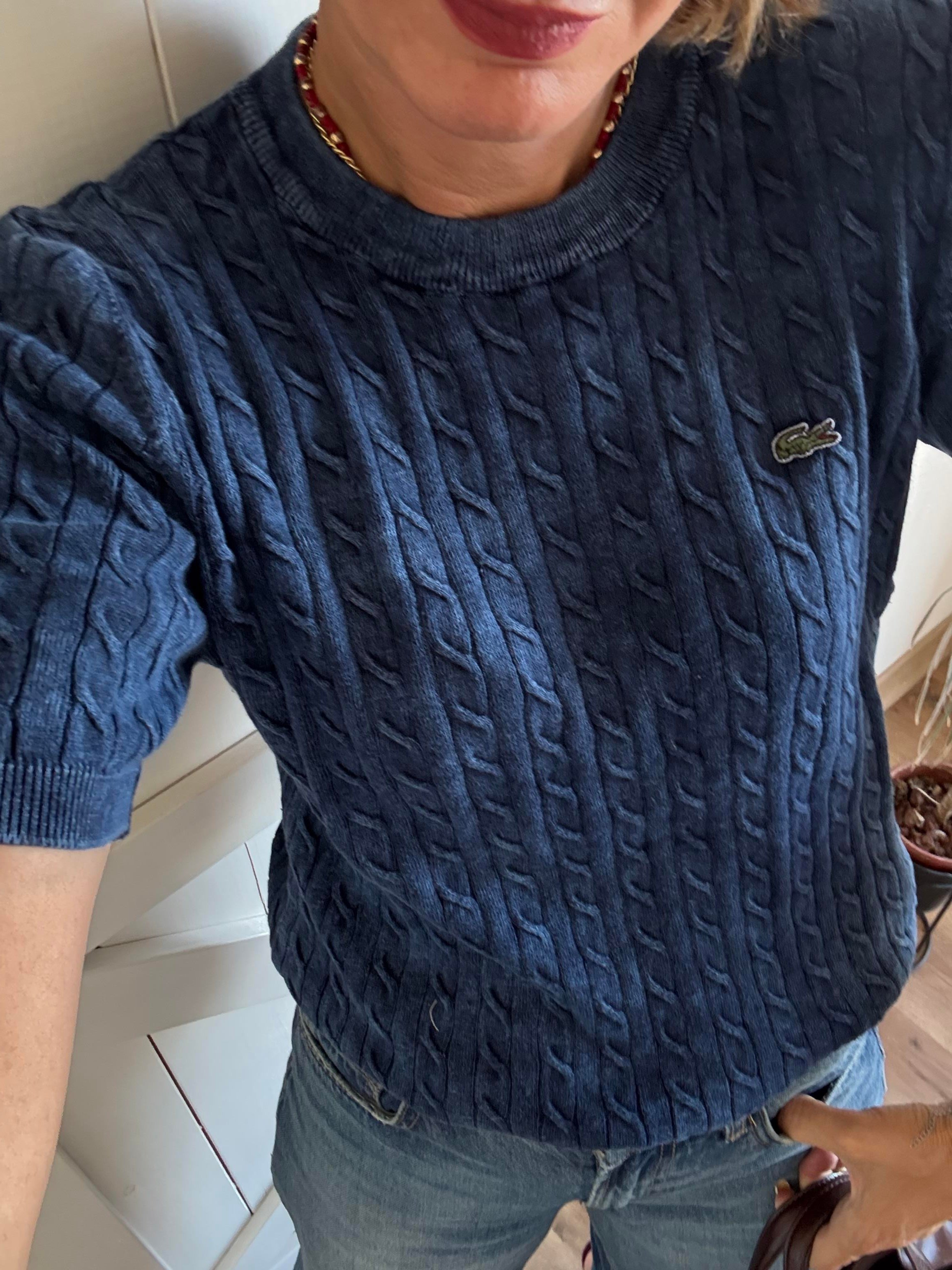 Saç Örgülü Lacivert Triko Bluz