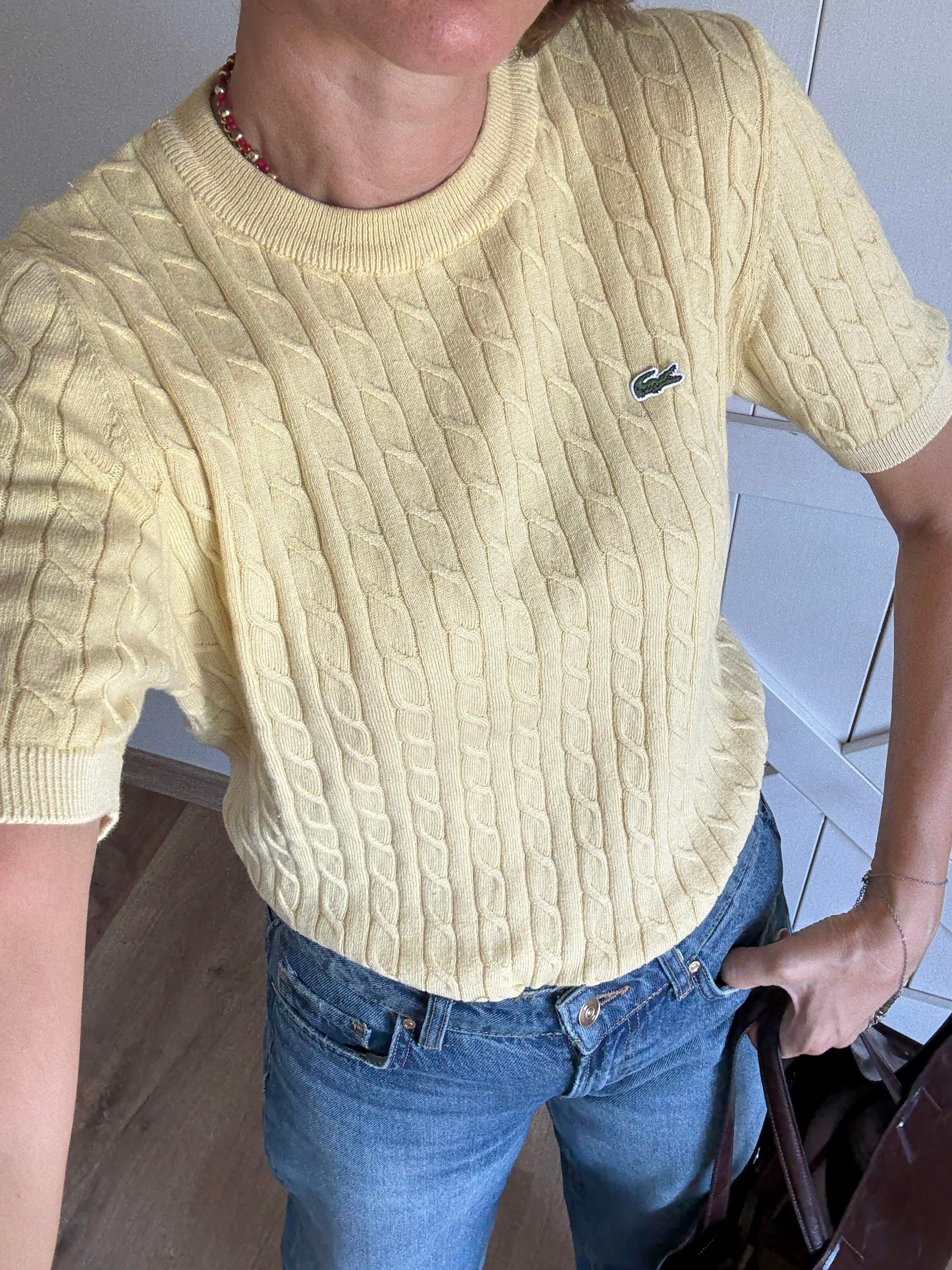 Saç Örgülü Sarı Triko Bluz