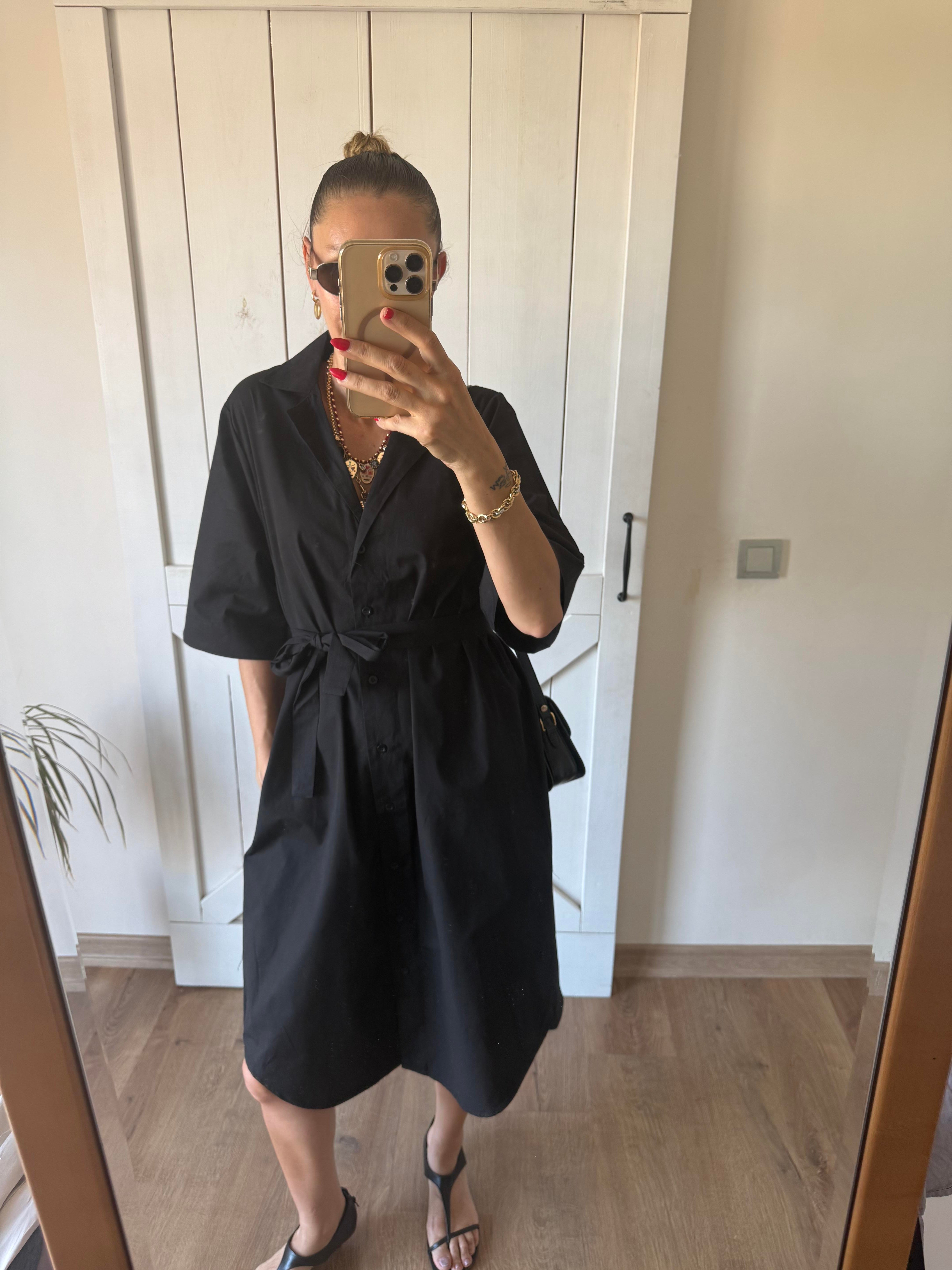 Siyah Gömlek Kos Elbise