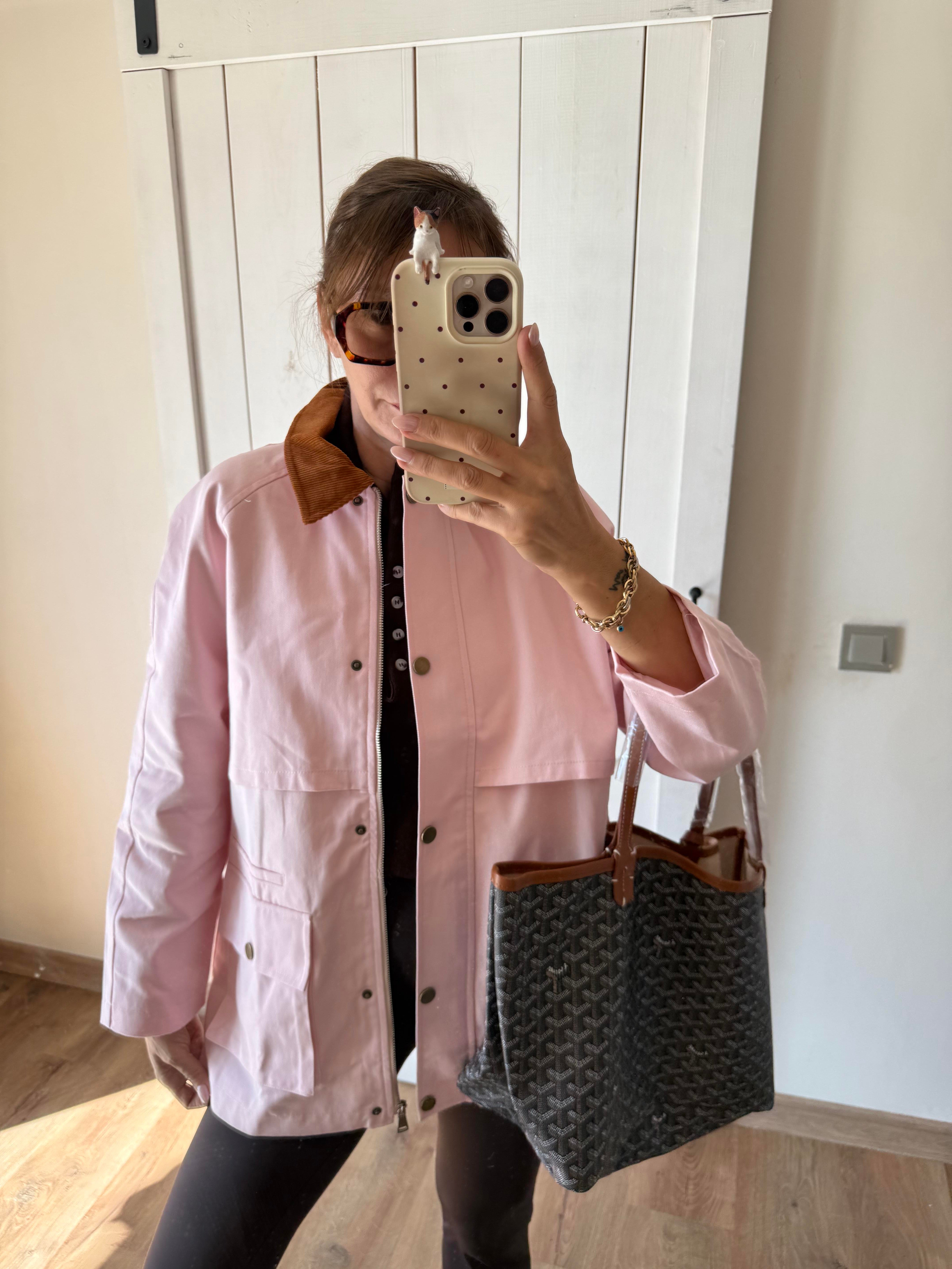 Taba Kadife Yaka Pembe Zr Ceket