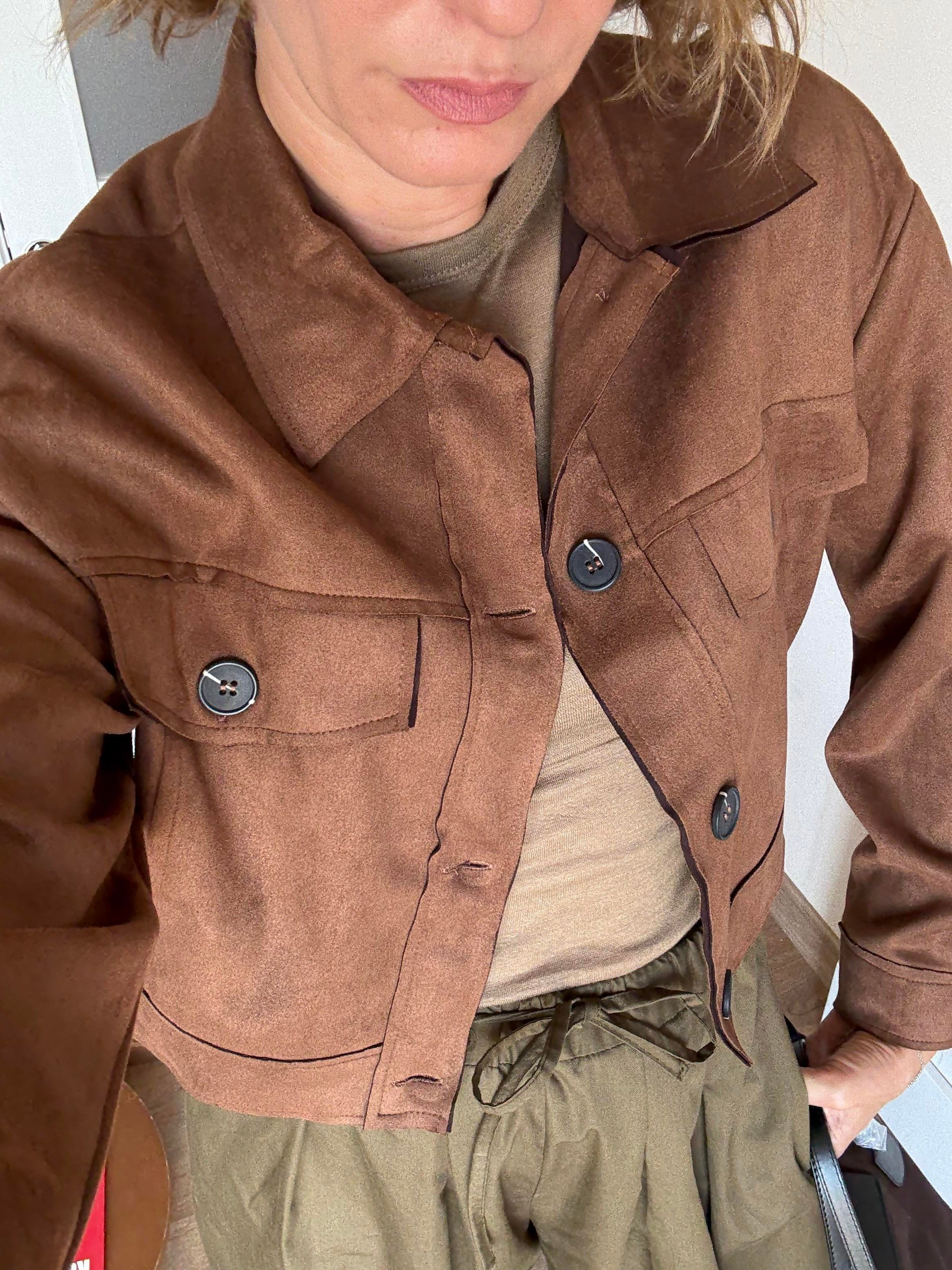 Taba Nubuk Cepli Kısa Zr Ceket