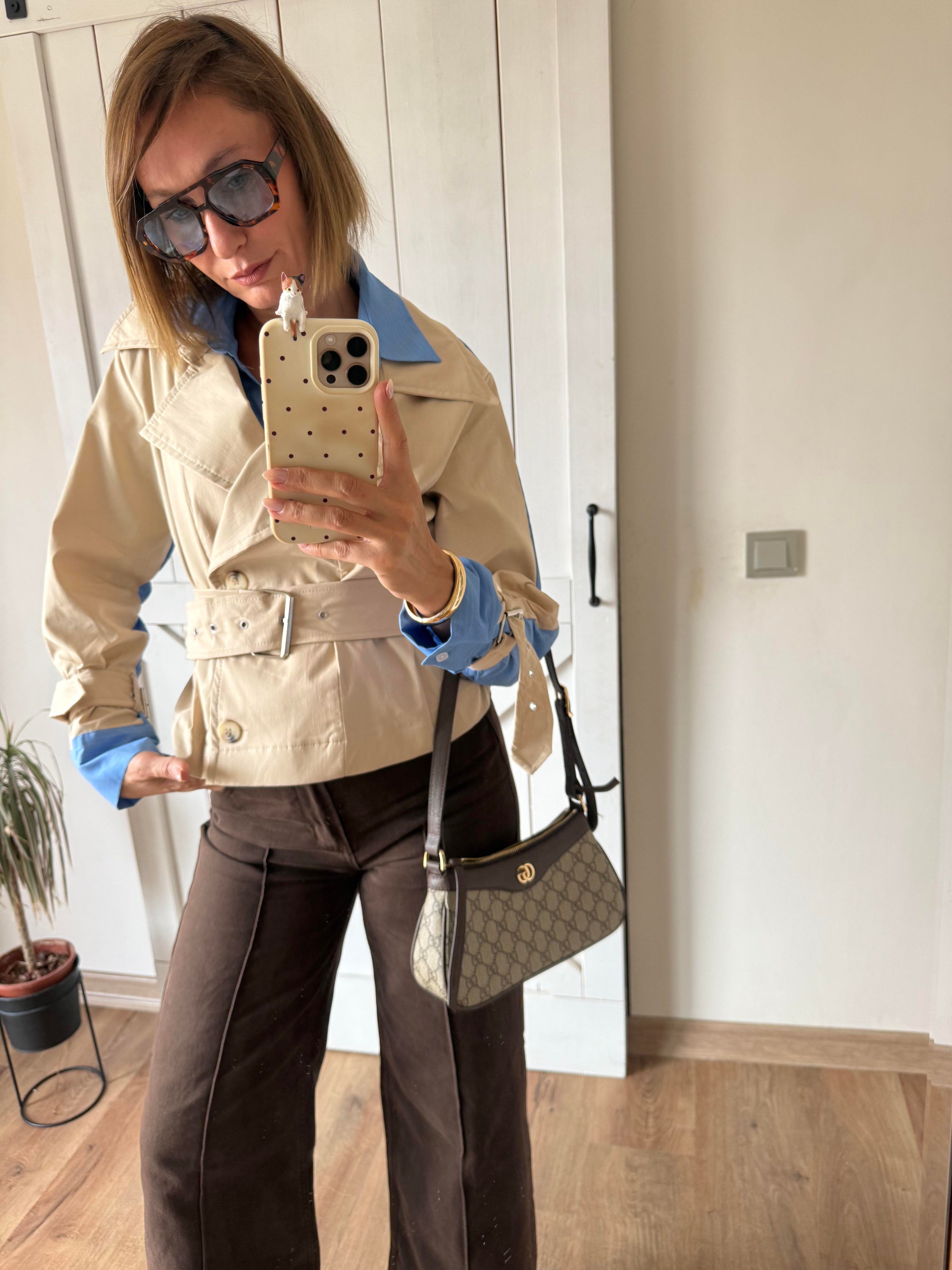 Tasarım Poplin Garnili Kısa Ceket