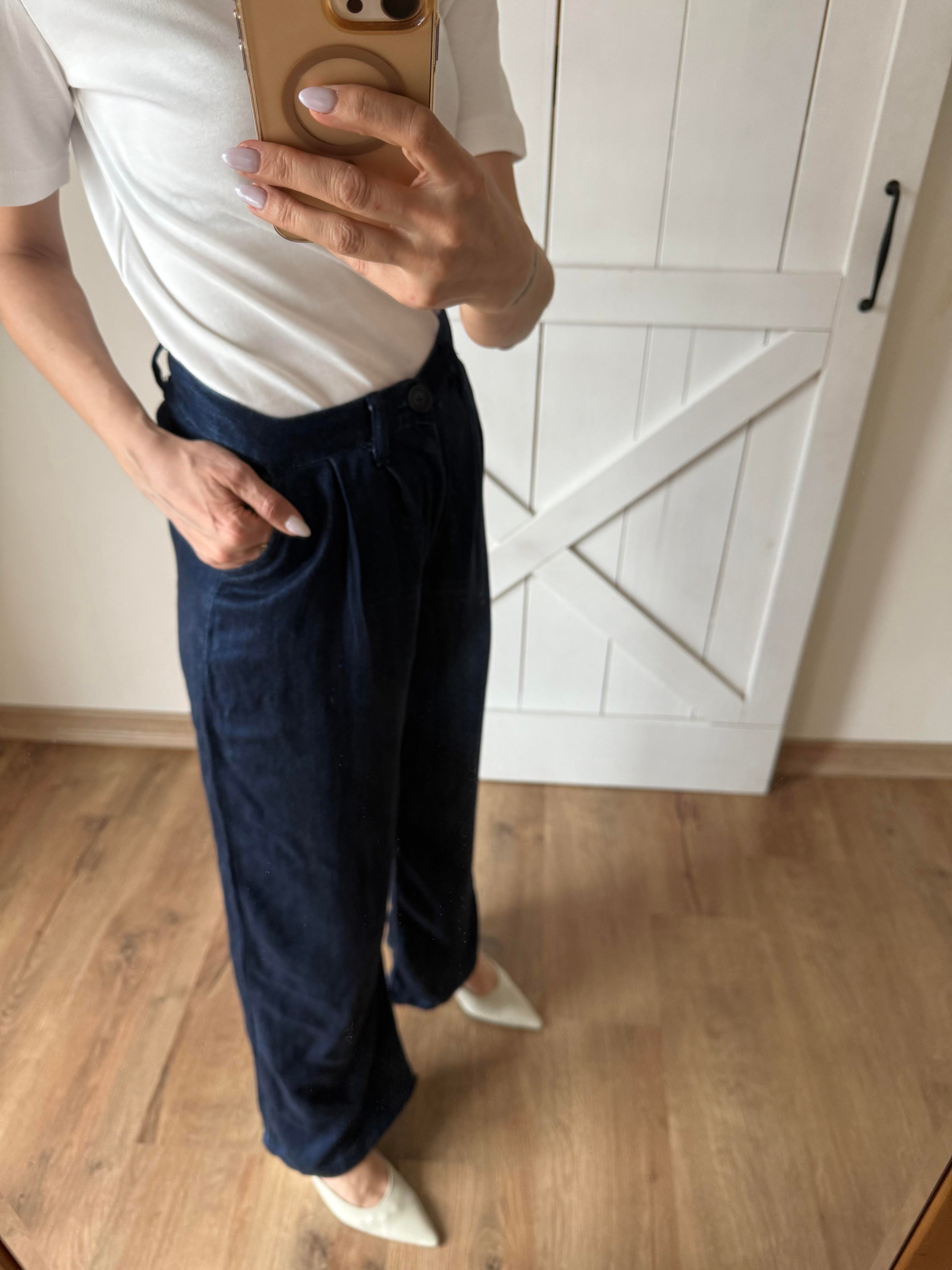 Tensel Denim Görünümlü Pantolon