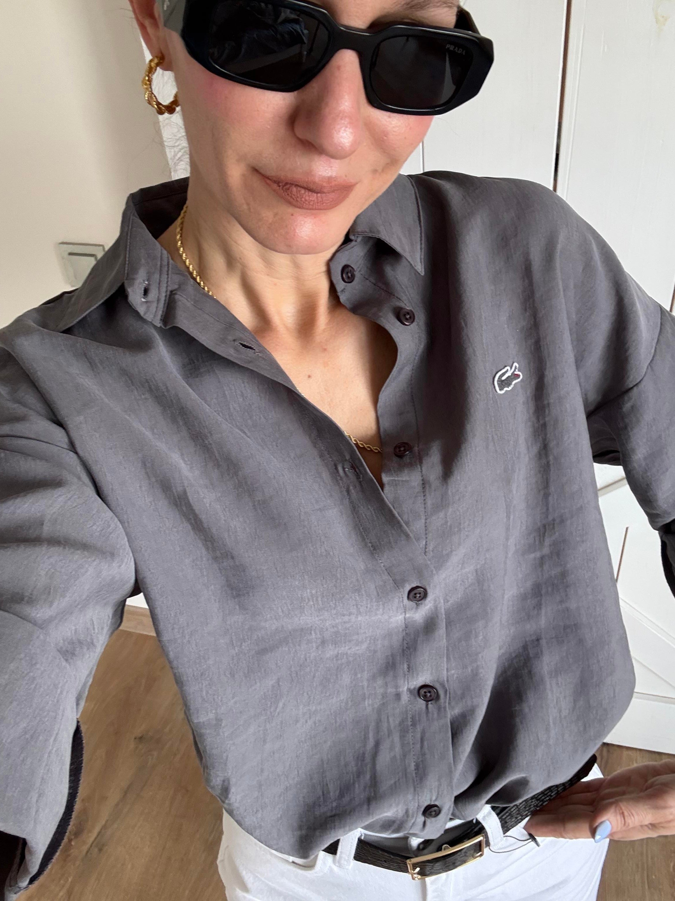 Tensel Gri Logolu Gömlek