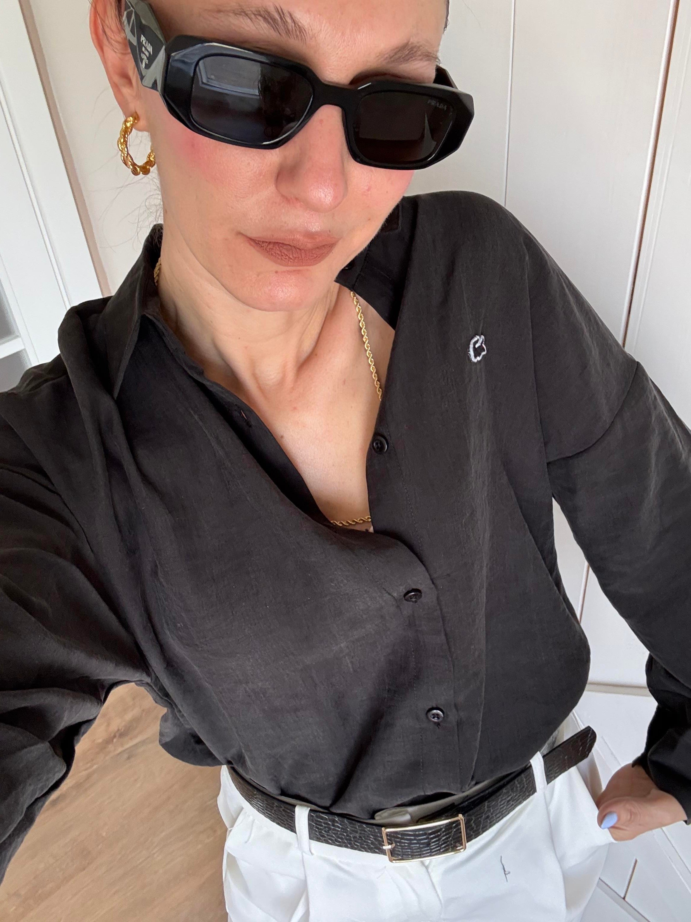 Tensel Logolu Siyah Gömlek