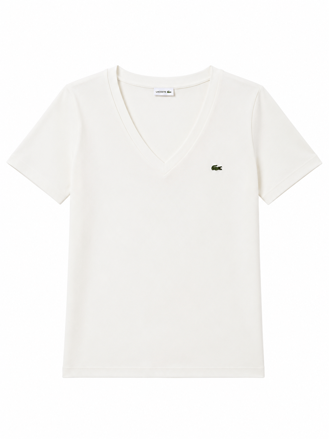 V Yaka Lcs Beyaz Tshirt