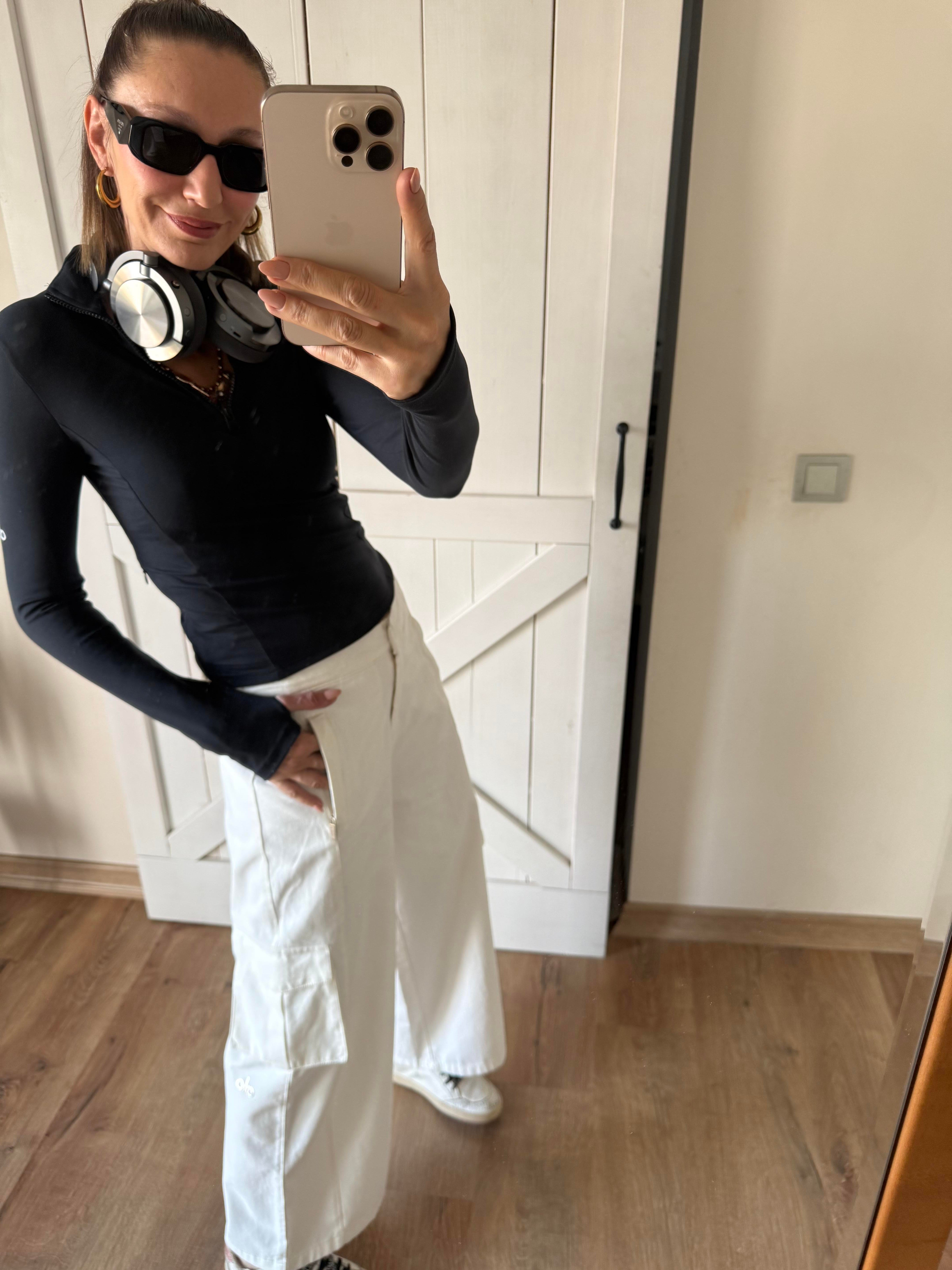 Wide Leg Kırık Beyaz Kargo Cep Aloha Pantolon