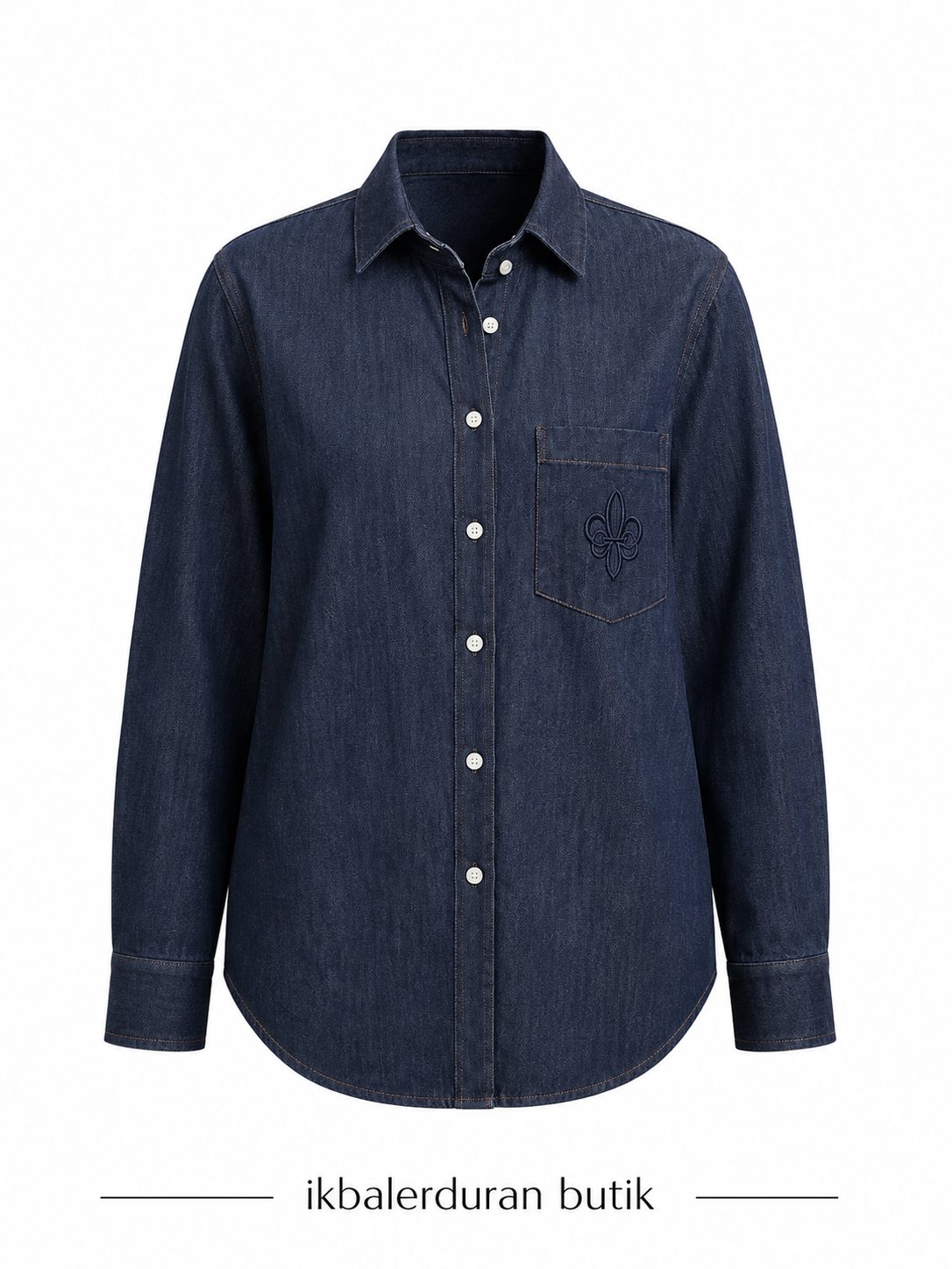 Work Denim Görünümlü Koyu Gömlek