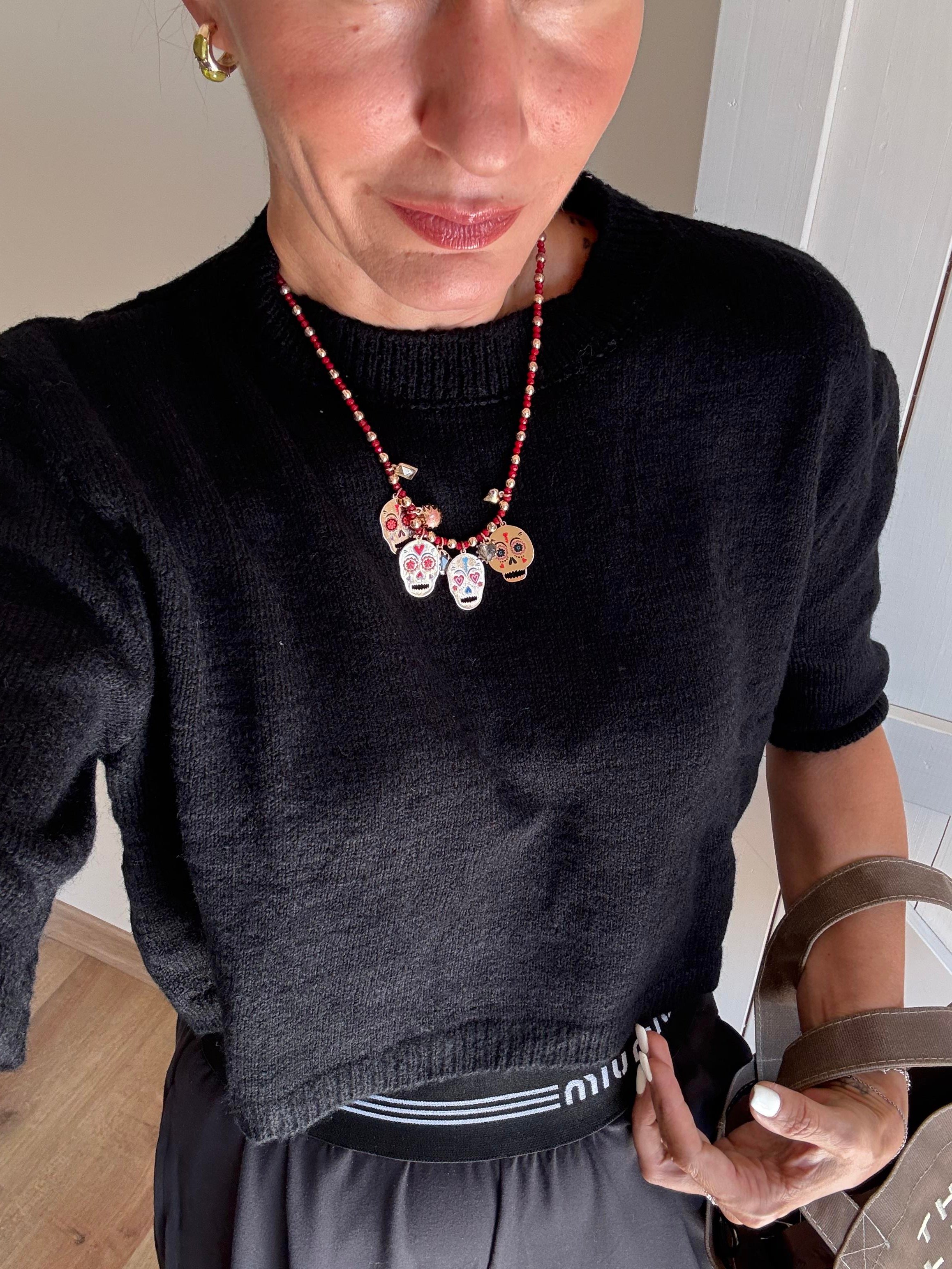 Yarım Kollu Siyah Triko 