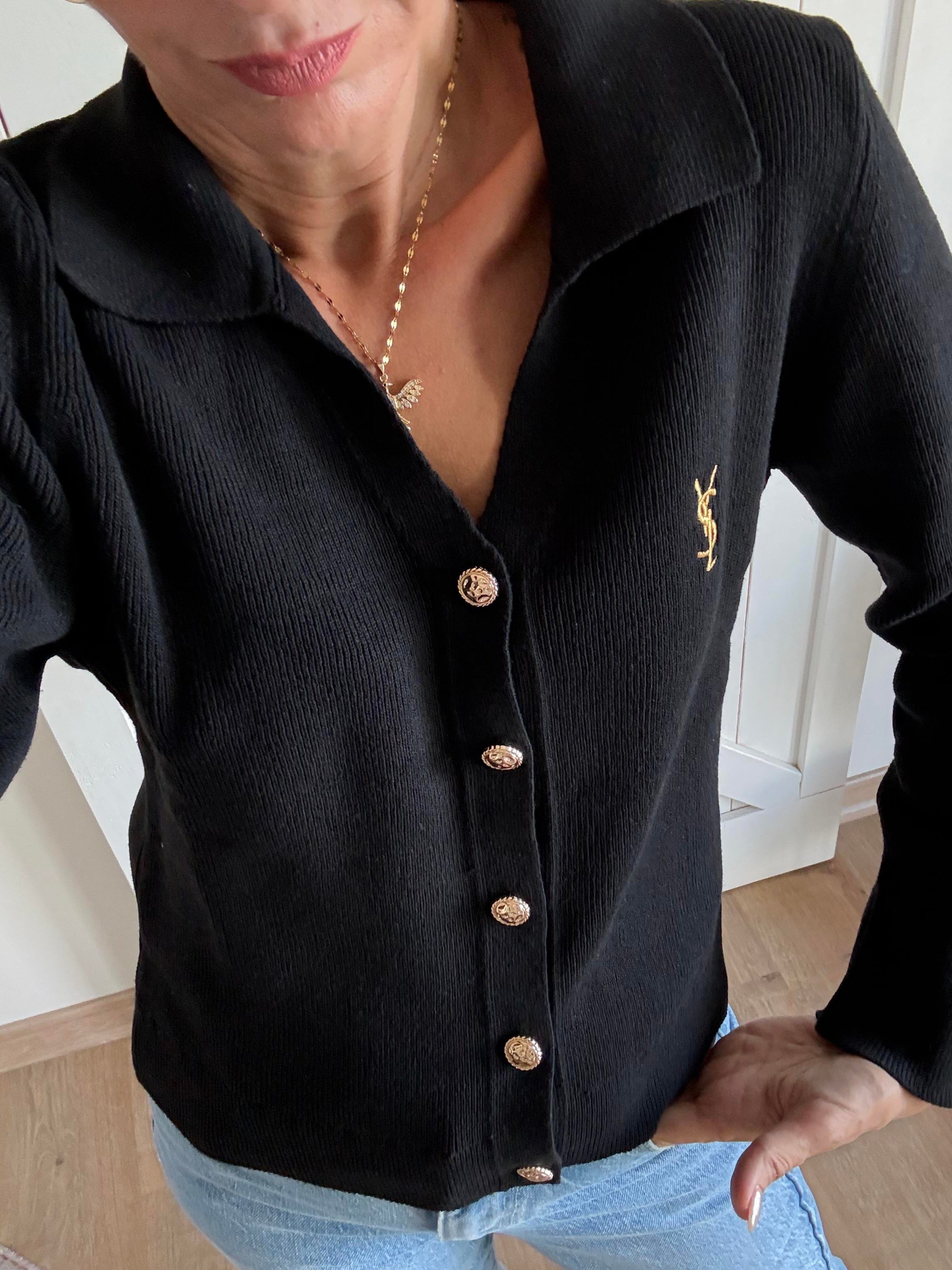 Ys Premium Siyah Gold Düğmeli Hırka