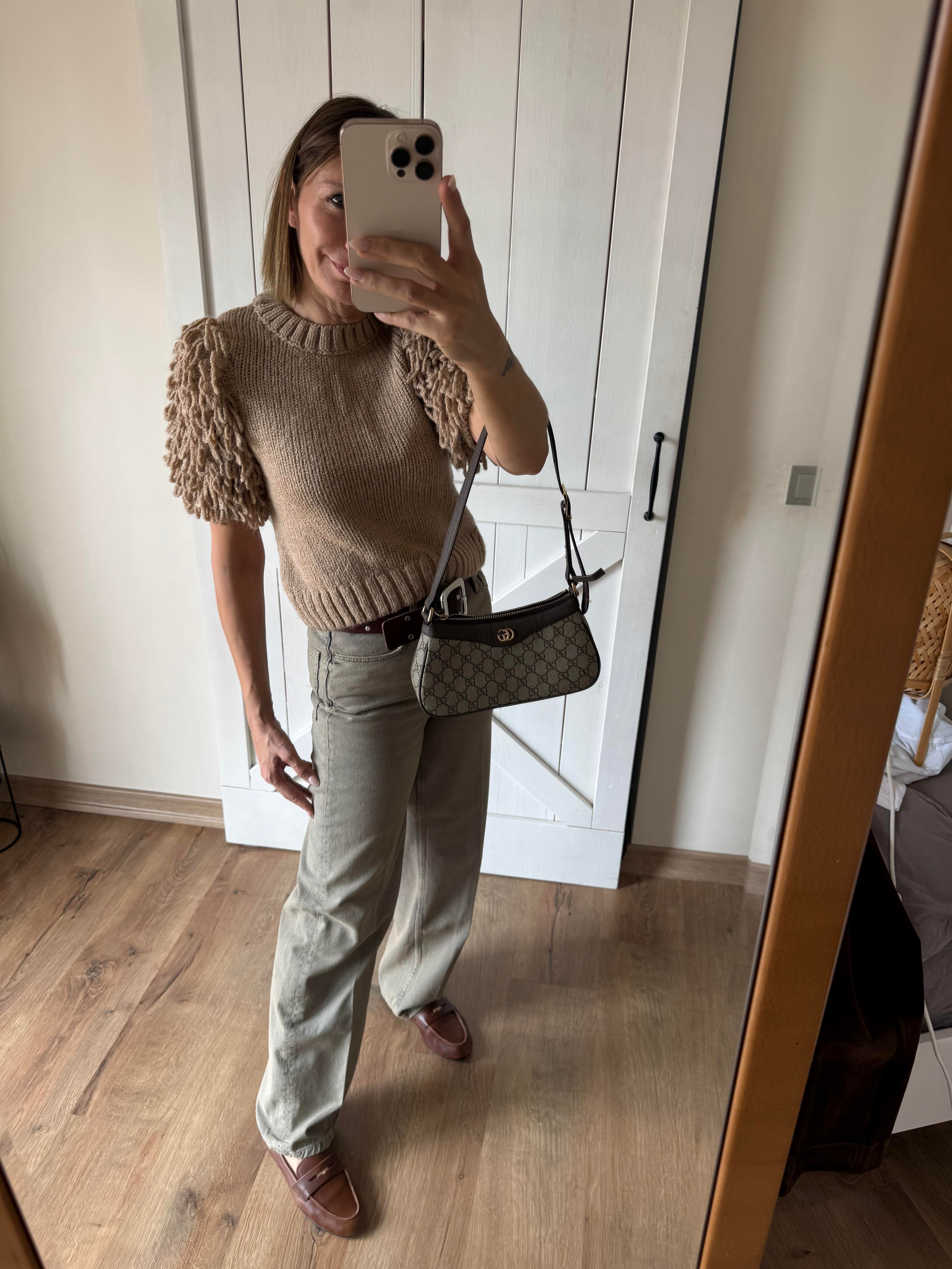 ZR Sand Eskitme Wide Leg Jean