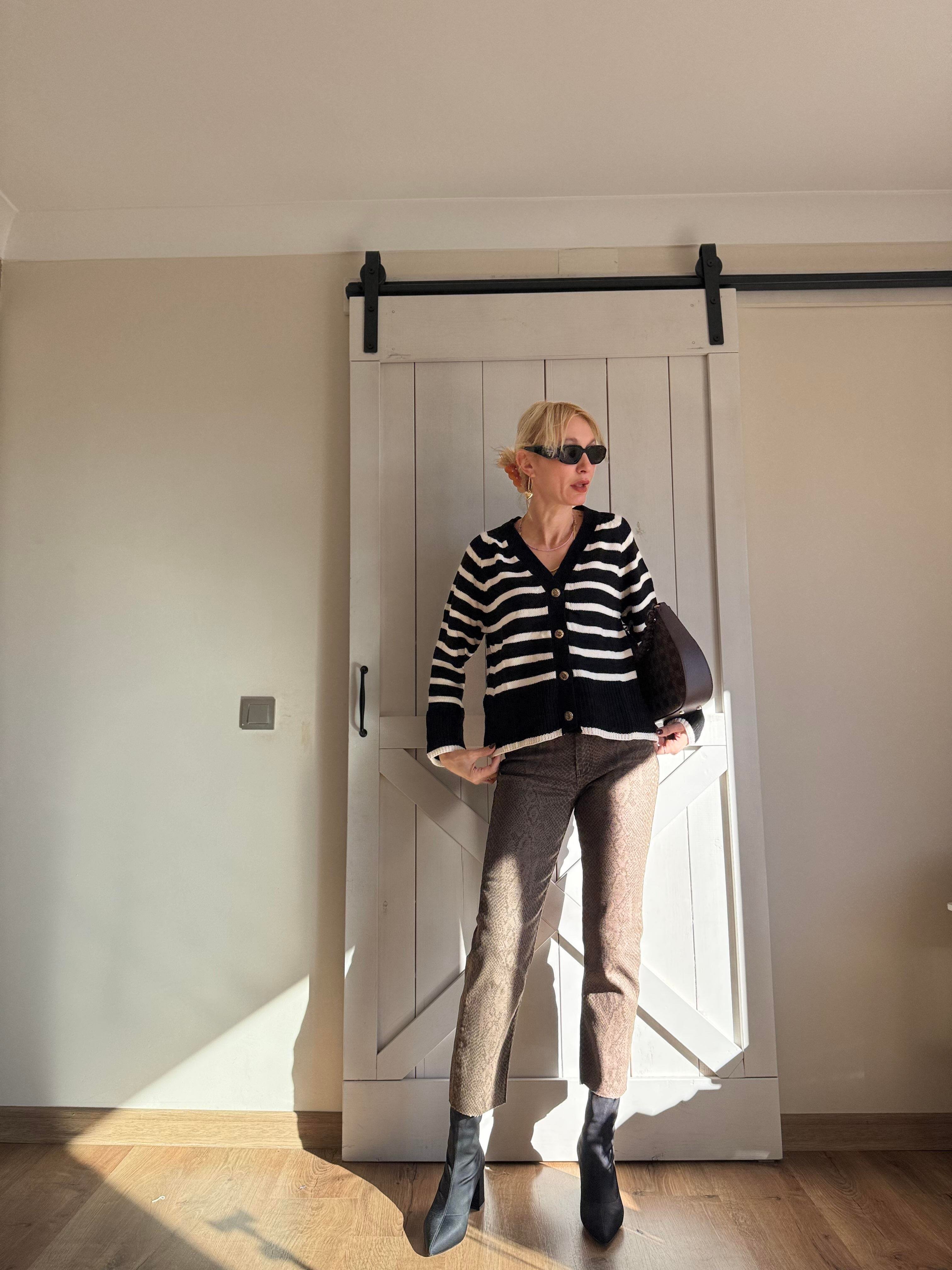 Zr Yılan Desenli Mom Fit Jean