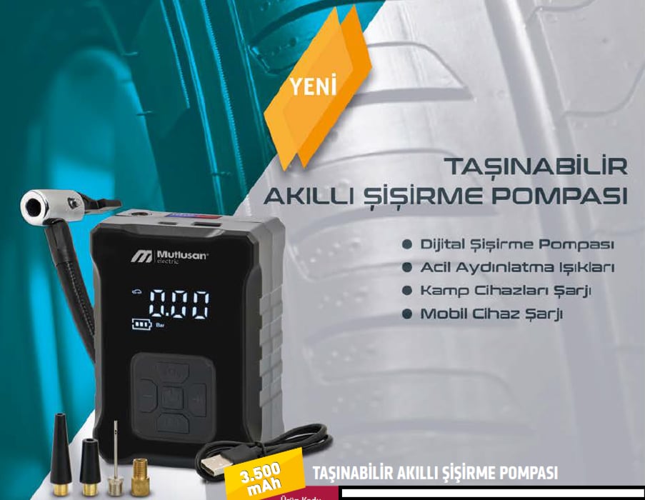 Mutlusan 999 999 530002 Taşınabilir Akıllı Şişirme Pompası