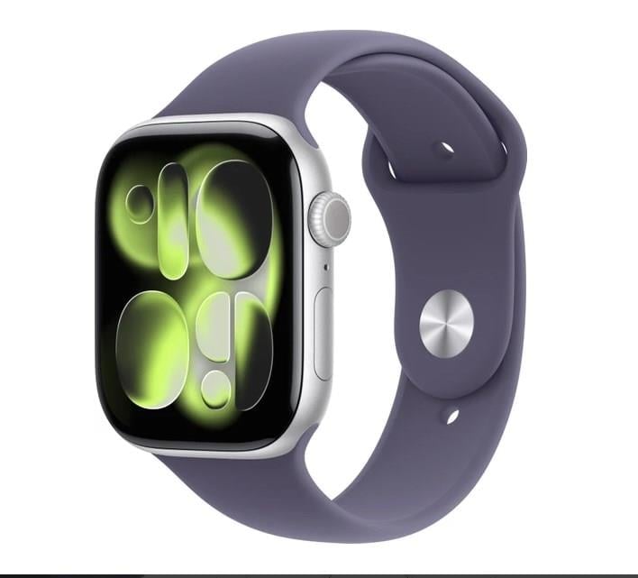 AppleApple Watch Seri 11  46 mm Gümüş rengi Alüminyum kasa ve Sis moru Spor kordon - S/m