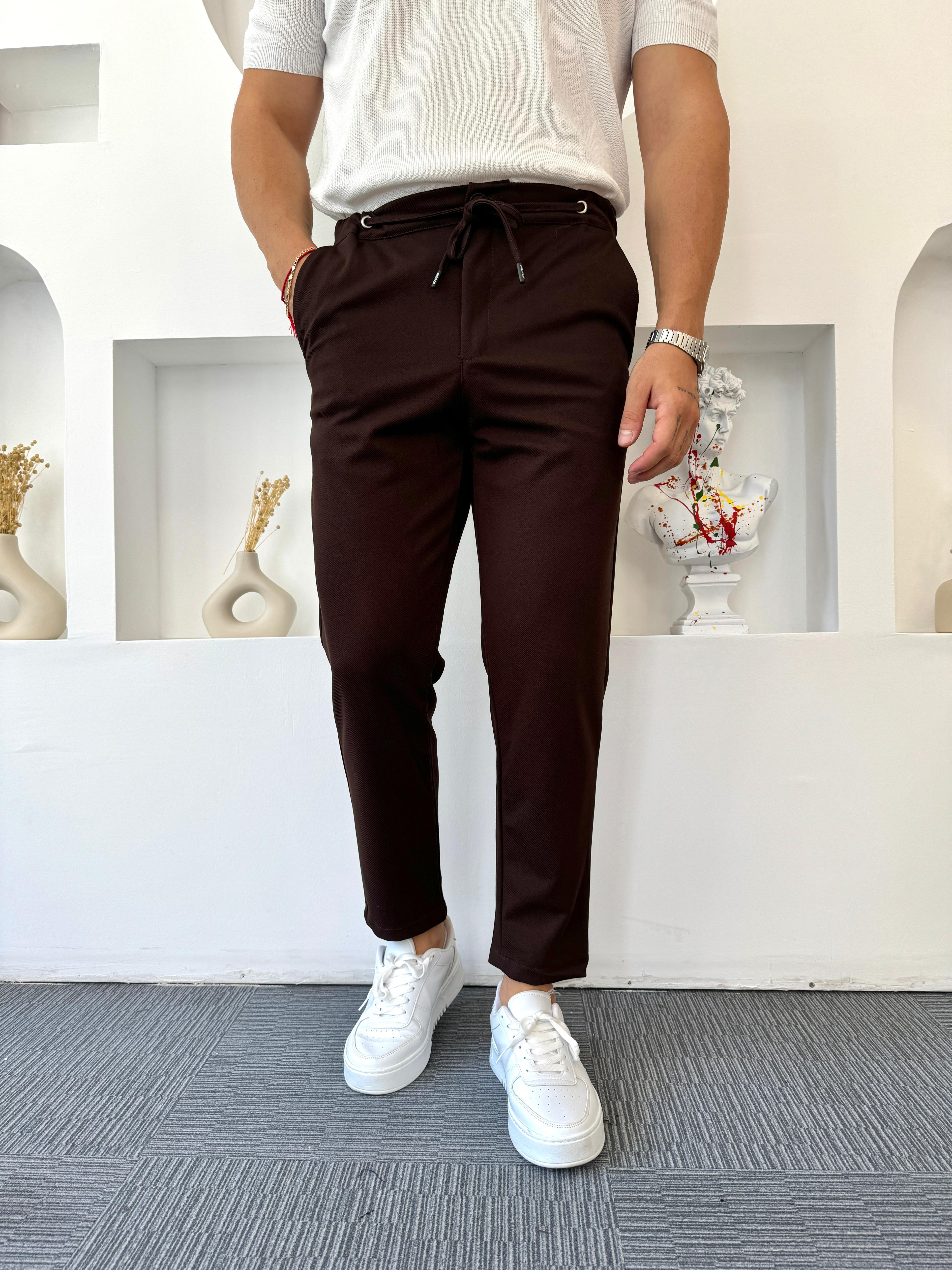 Acı Kahve Gabardin Boyfrined Pantolon