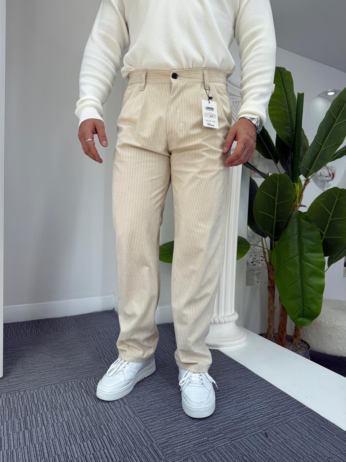 Bej LK Kadife Baggy Pantolon