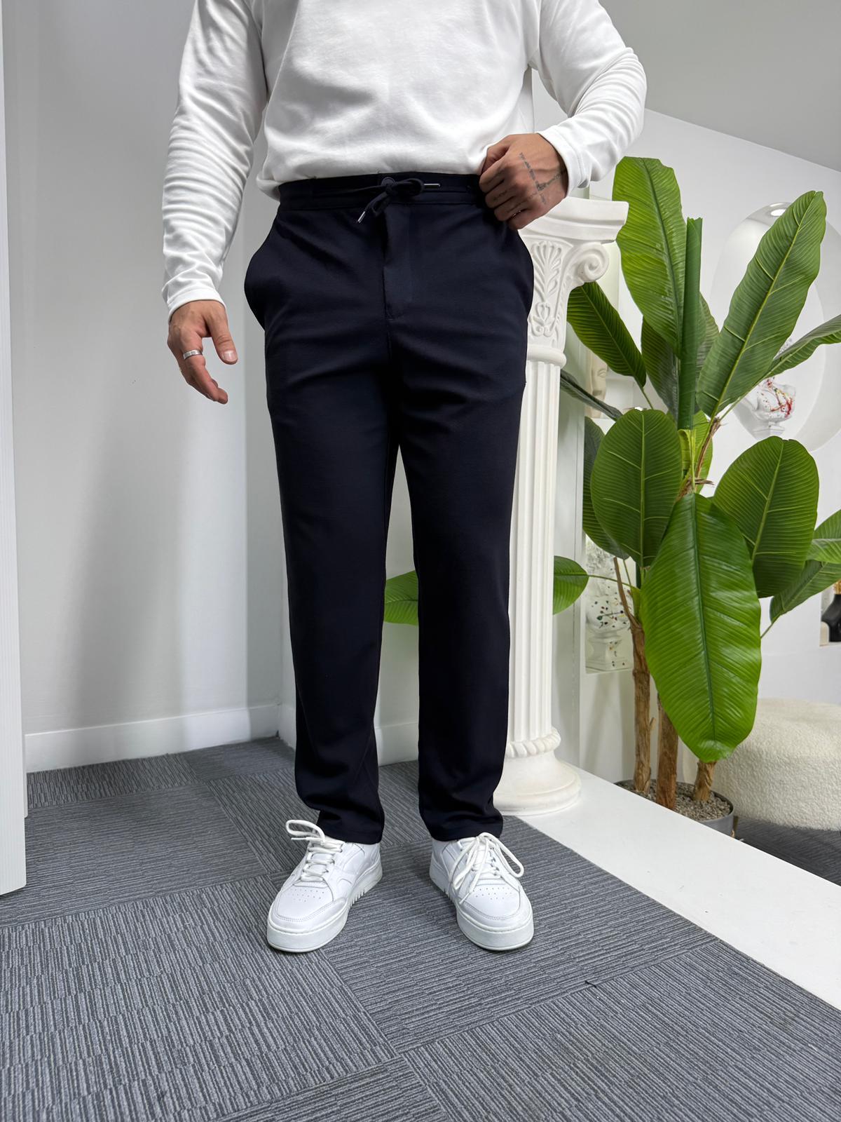 Lacivert GG Boyfriend Kalıp Gabardin Pantolon
