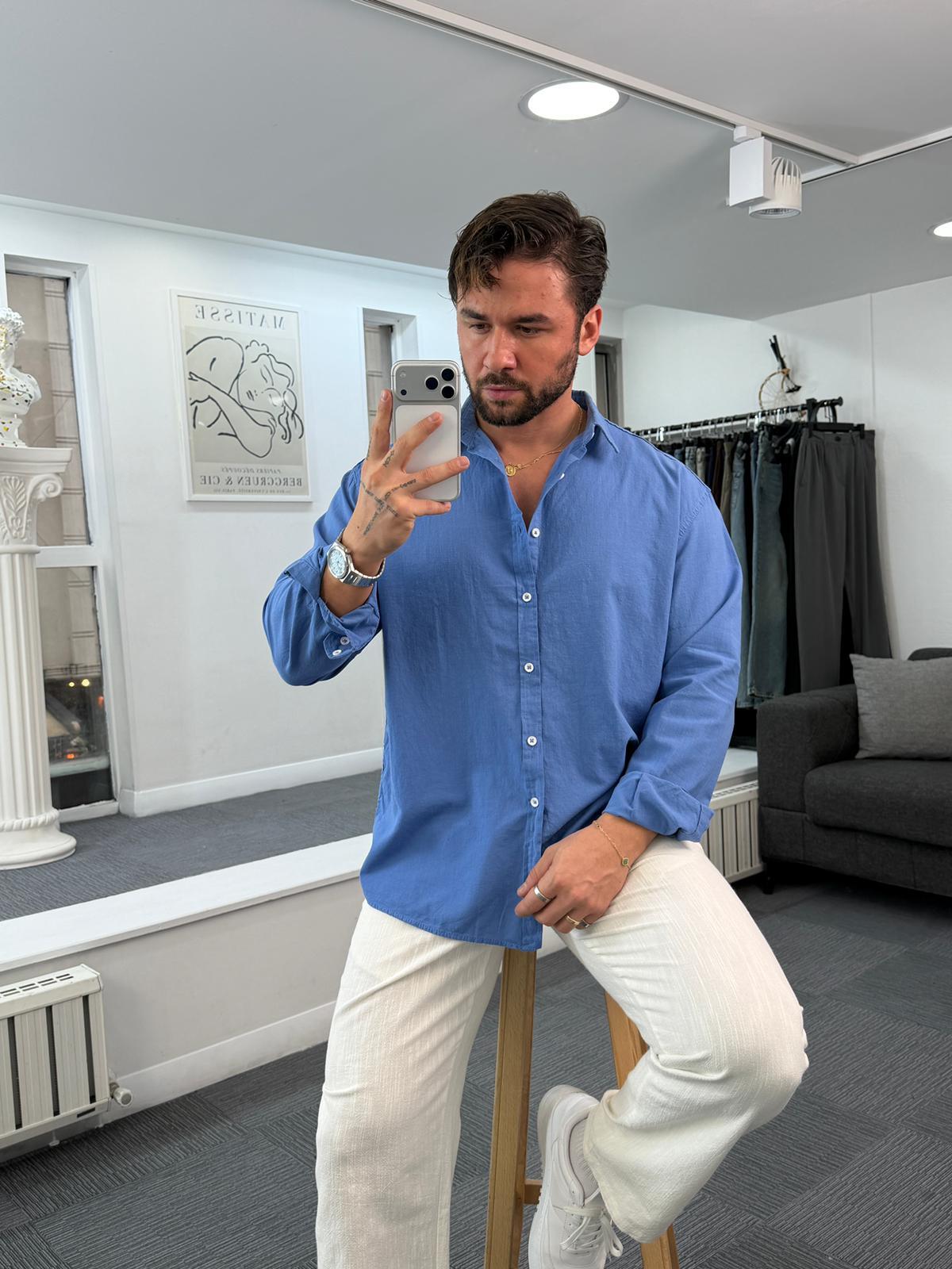 Saks Giesto Oversize Fresh Keten Gömlek