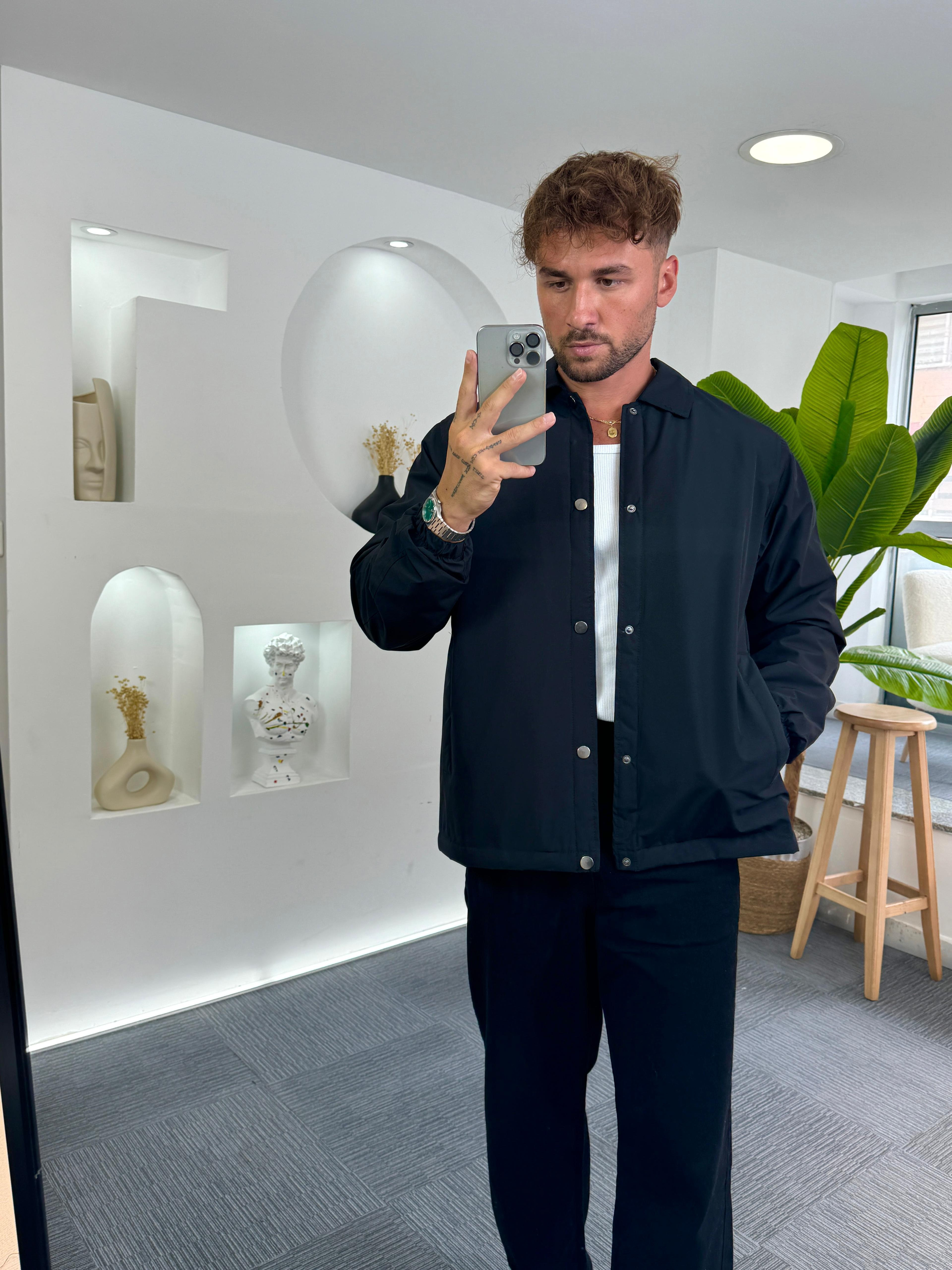 Siyah Çıtçıtlı Oversize Mevsim Ceket