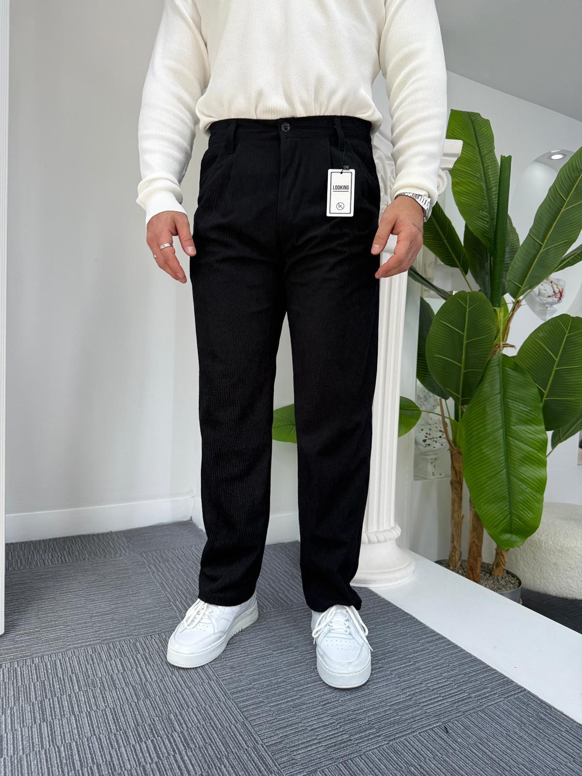 Siyah LK Kadife Baggy Pantolon