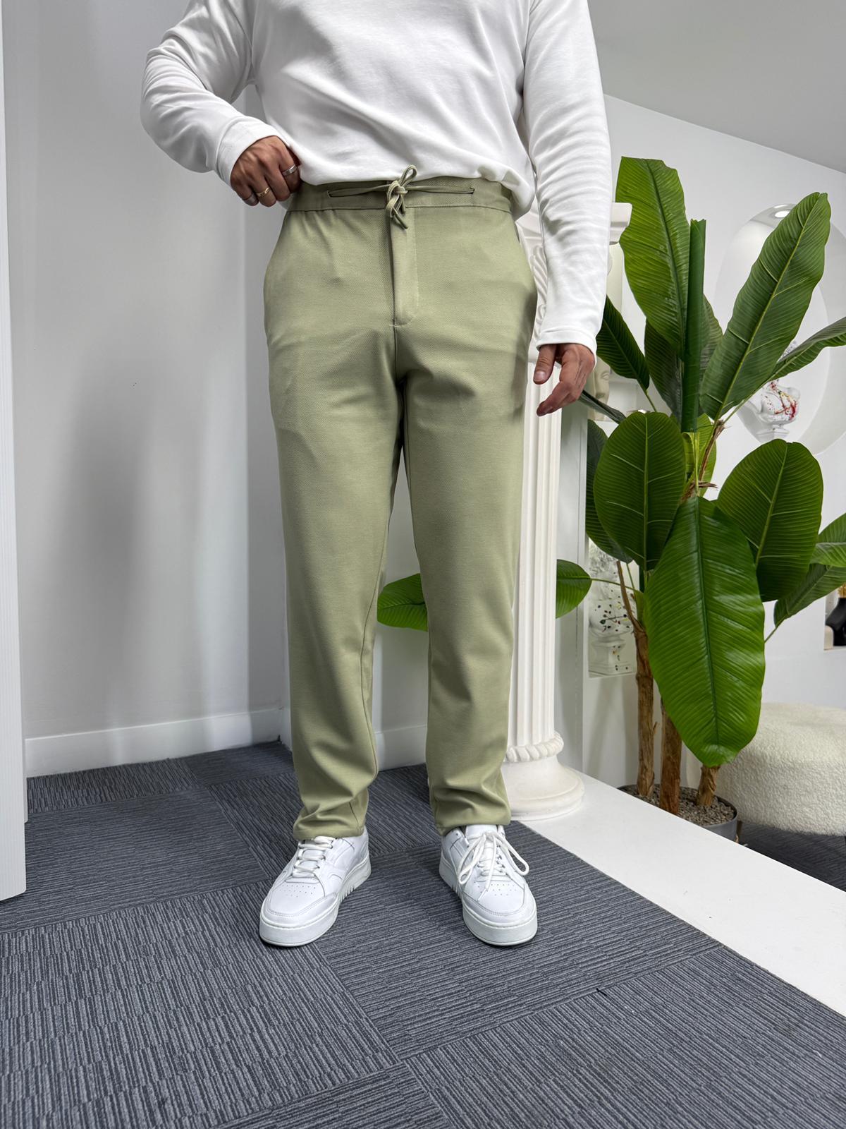 Su Yeşili GG Boyfriend Kalıp Gabardin Pantolon