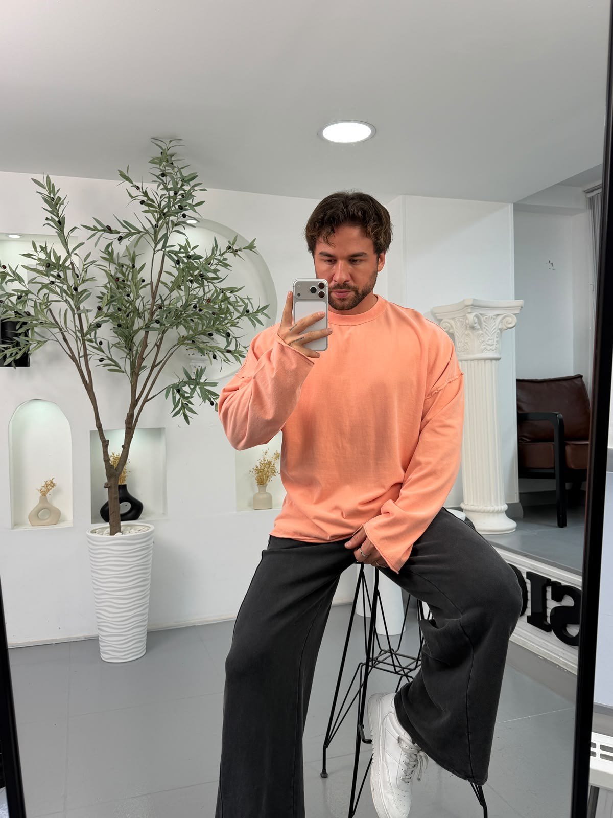Yavruağzı KN Yıkamalı Oversize Sweatshirt