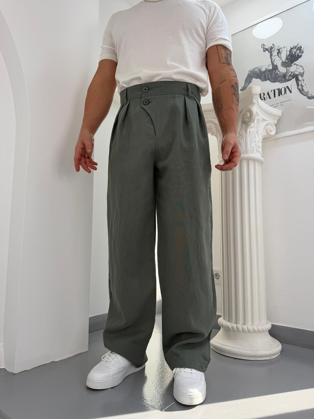 Yeşil GG Lyocel Baggy Pantolon
