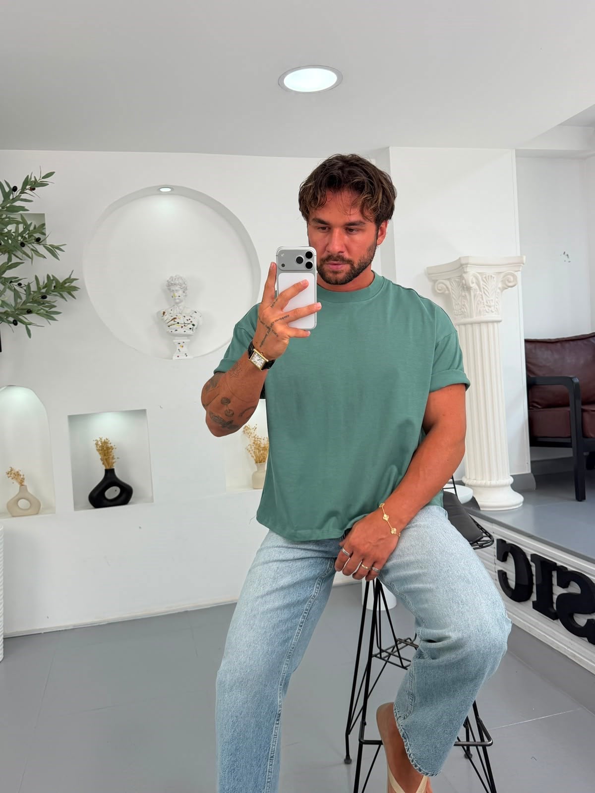 Yeşil RL Boxy Fit Basic Tshirt