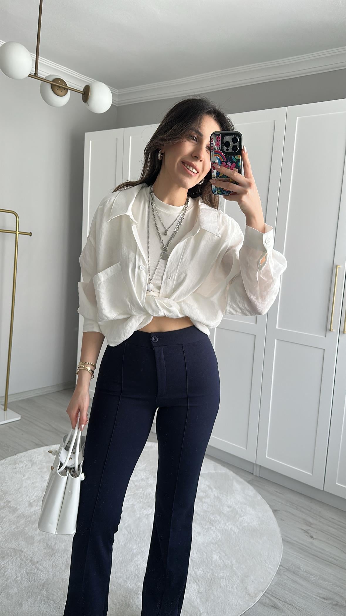 LİKRALI LACİVERT PANTOLON