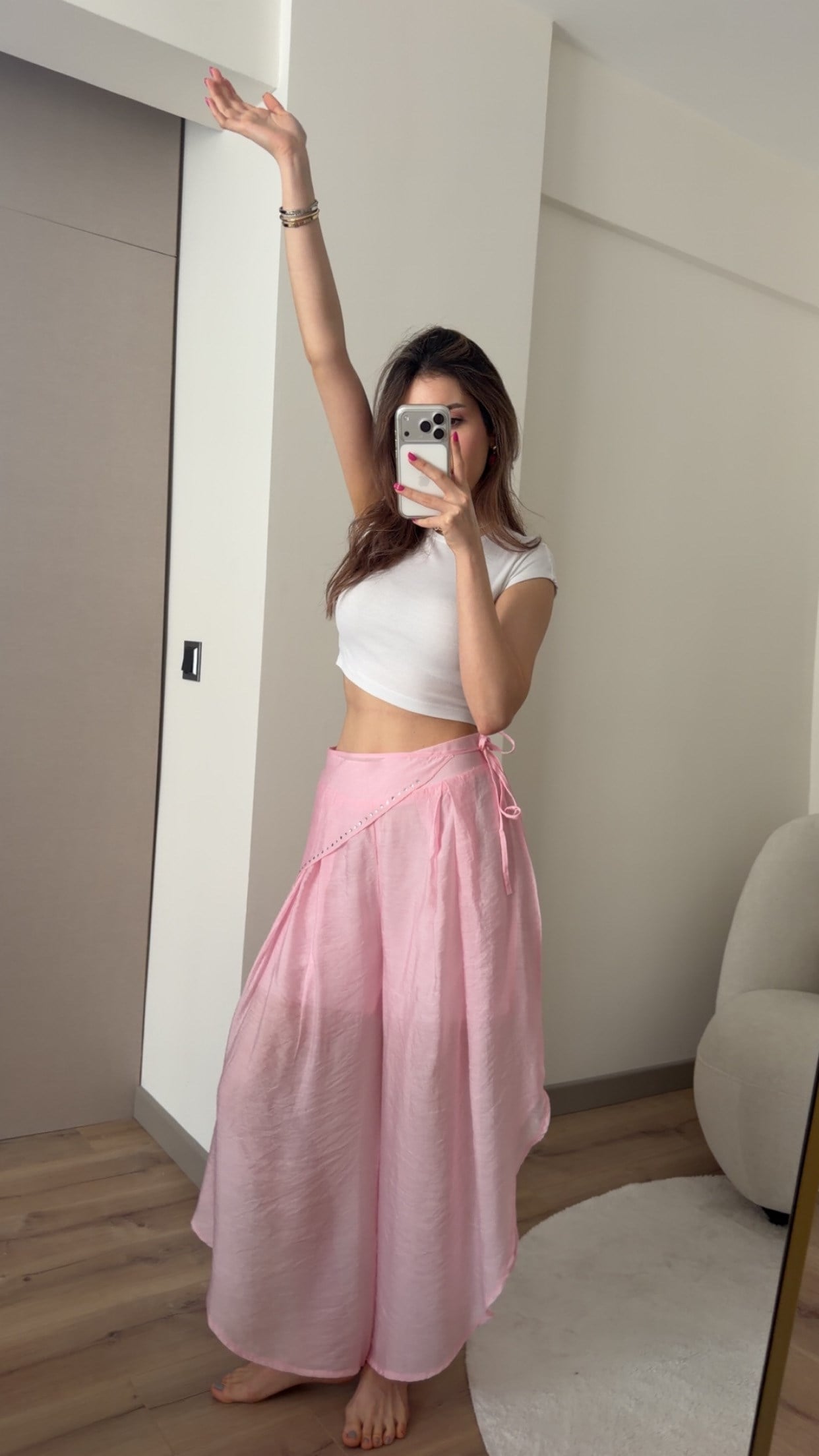 TENSEL KUMAŞ PEMBE MANİFESTT PANTOLON