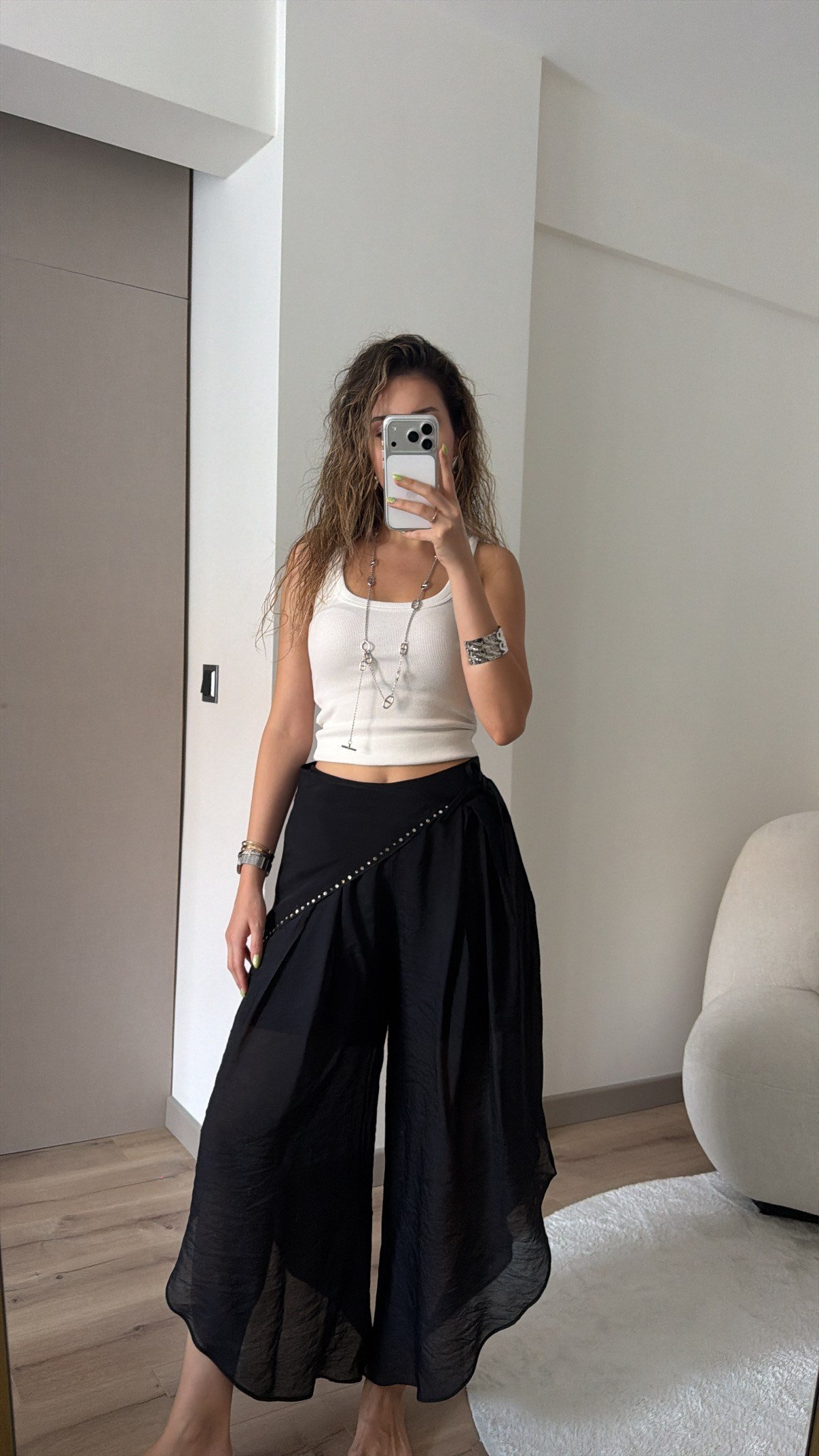 TENSEL KUMAŞ SİYAH MANİFESTT PANTOLON
