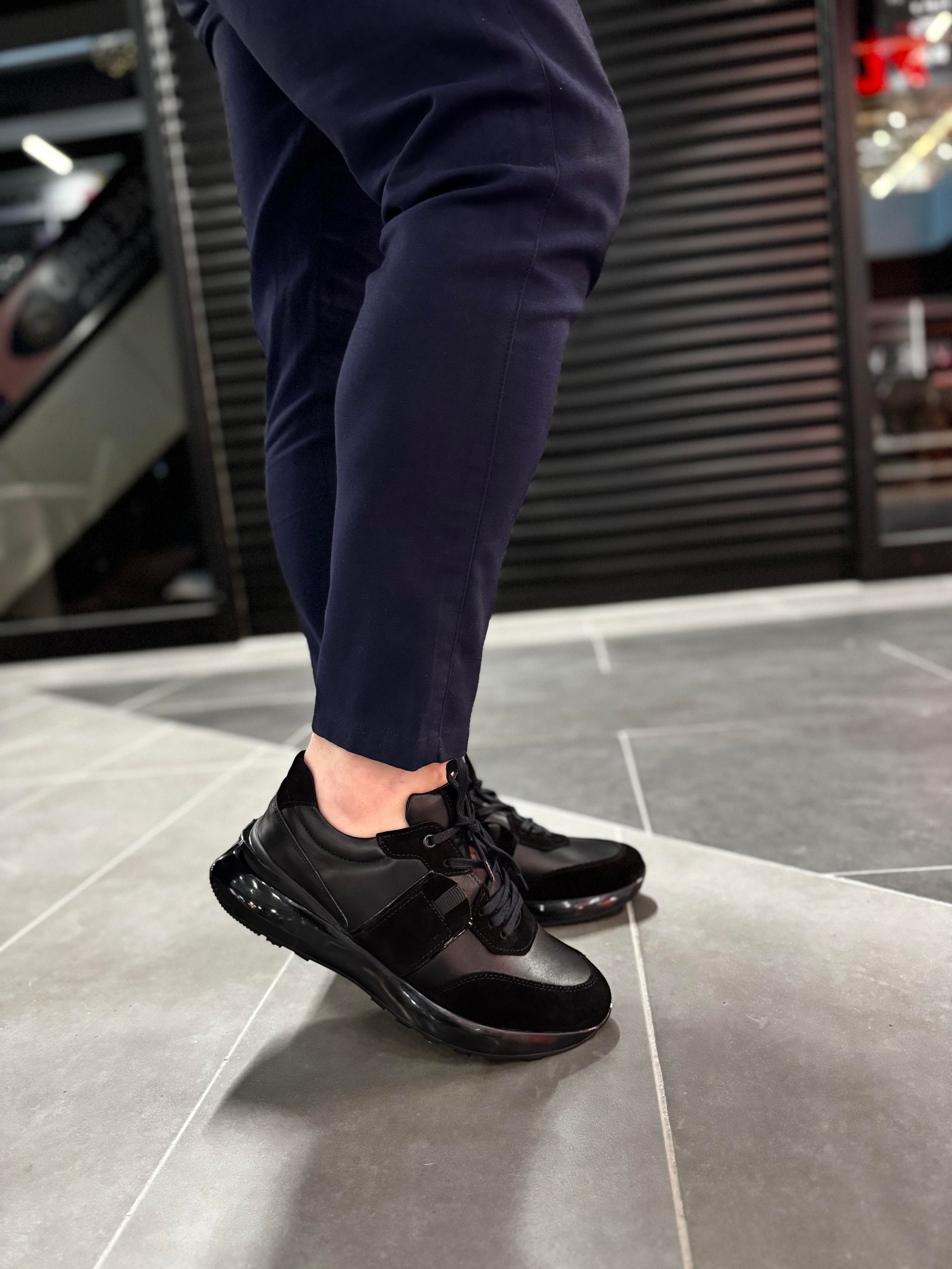 İthal Tabanlı Deri Sneaker Siyah