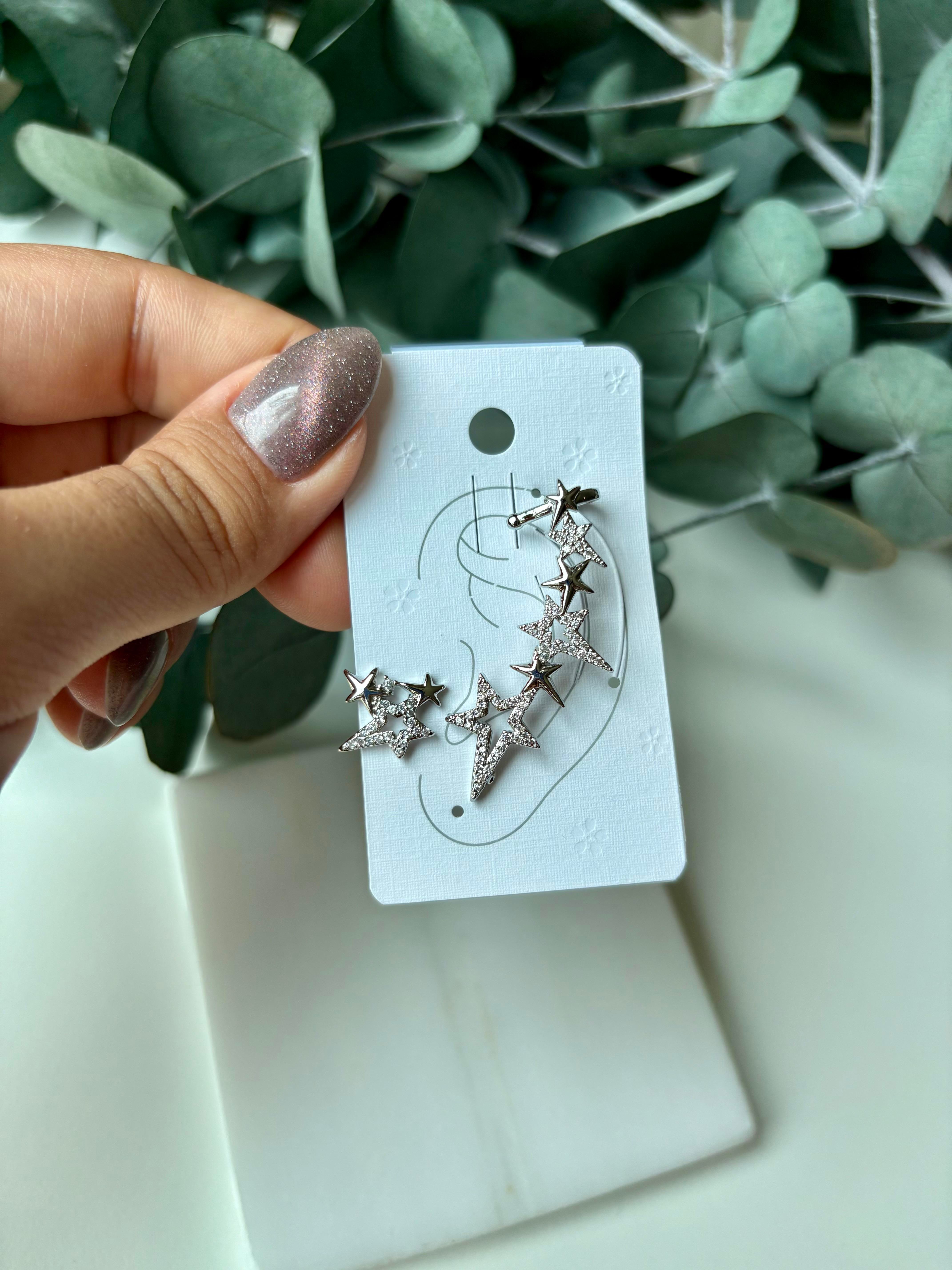 YILDIZLI EARCUFF KÜPE SİLVER