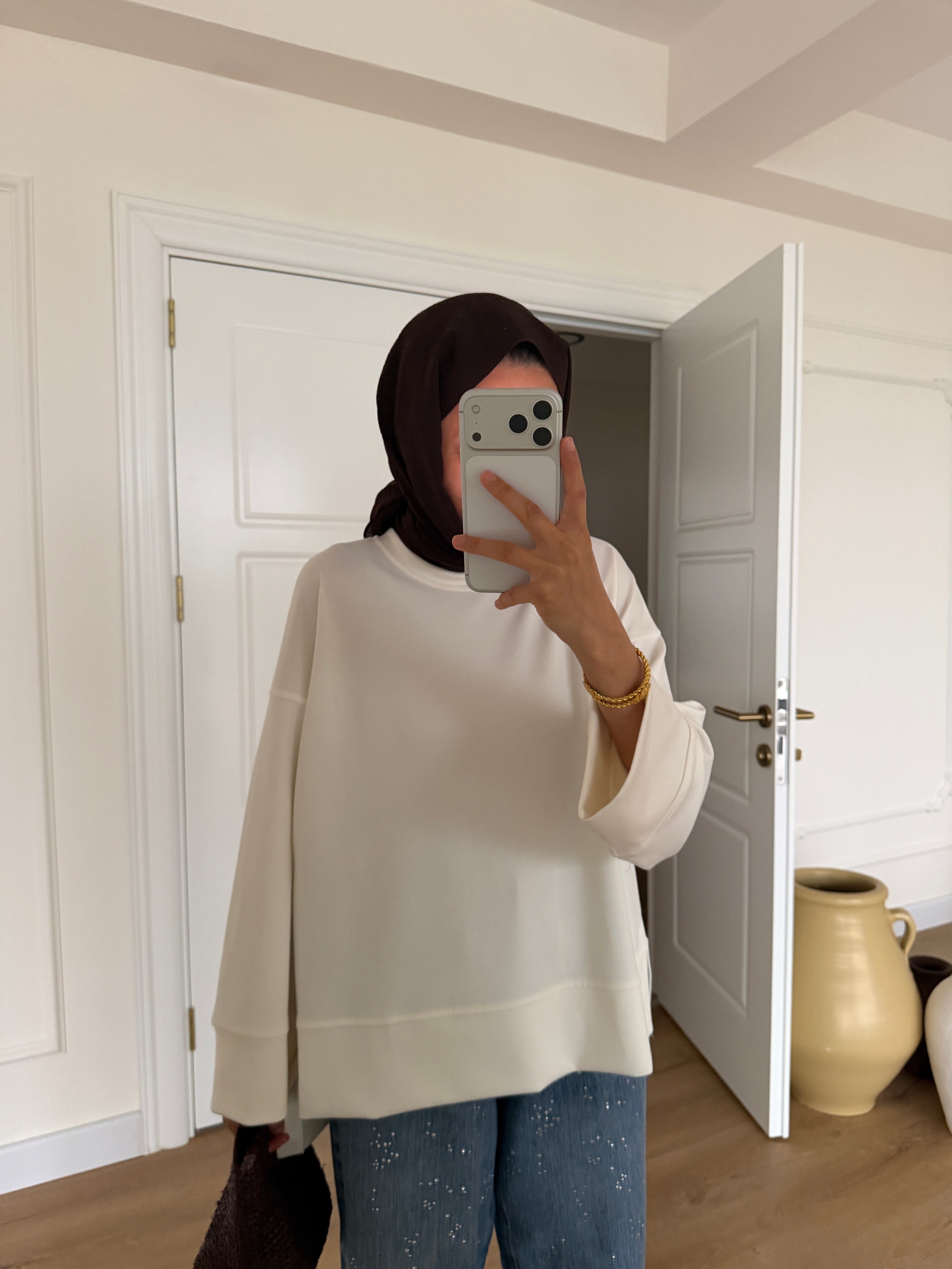 Basic Oversize Tunik - Ekru
