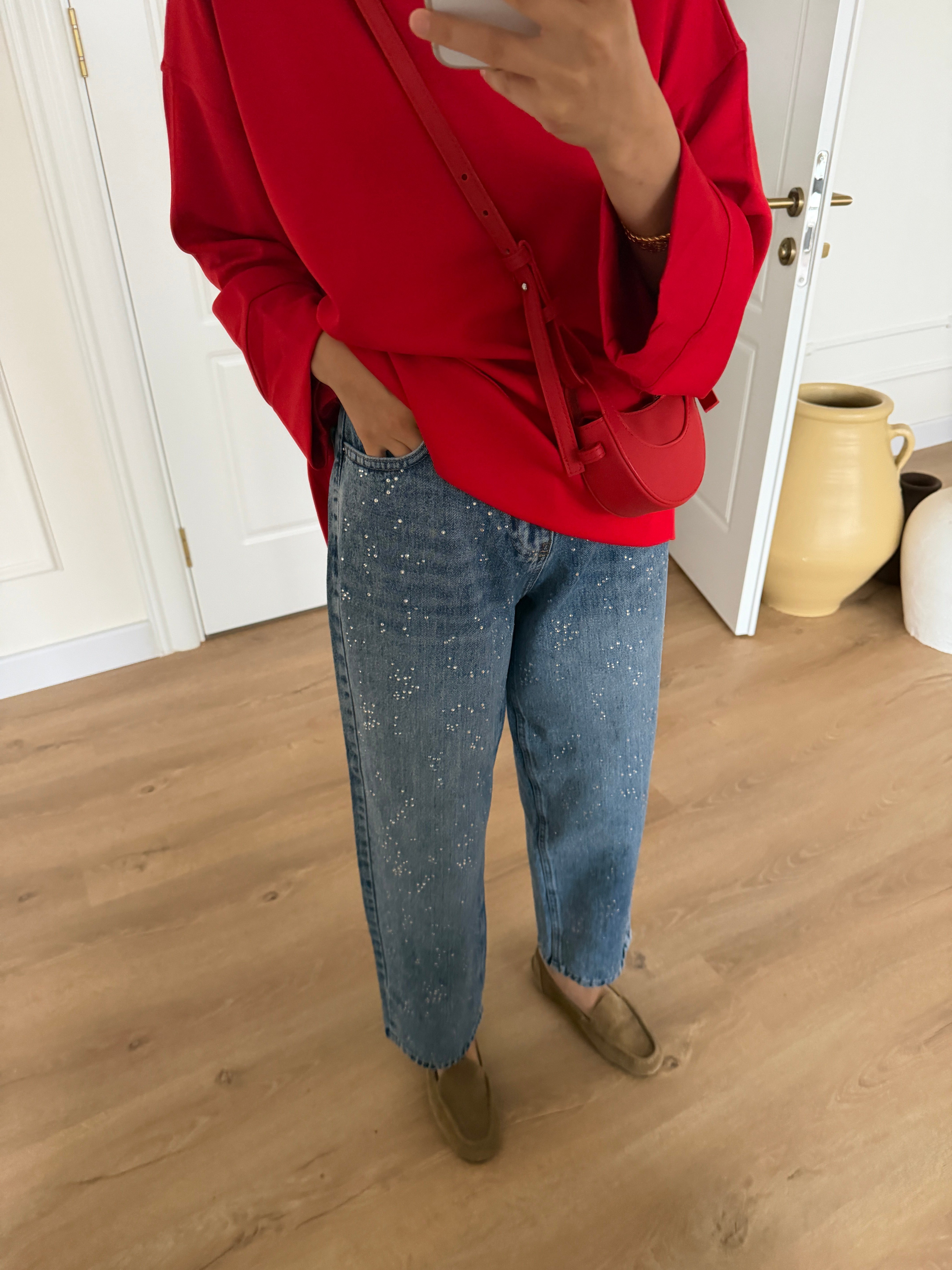 Basic Oversize Tunik - Kırmızı